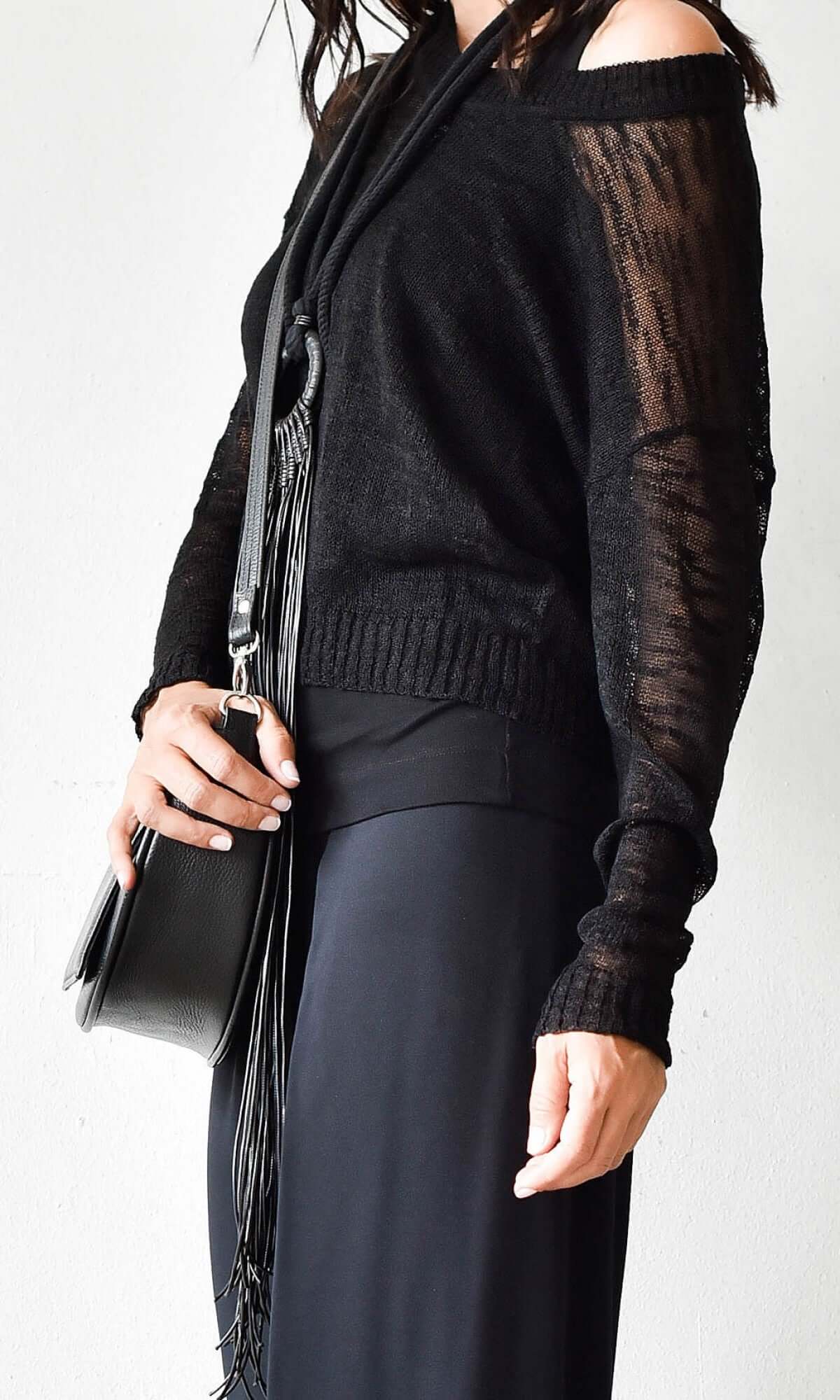 Collier extra-long avec boucle et perles