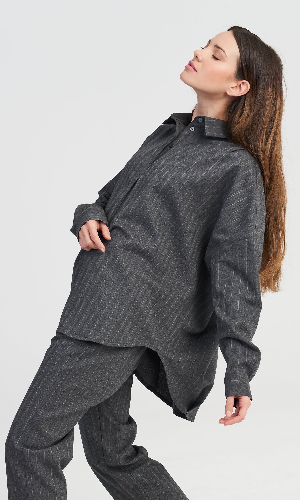 Grey Chalk Stripe Shirt