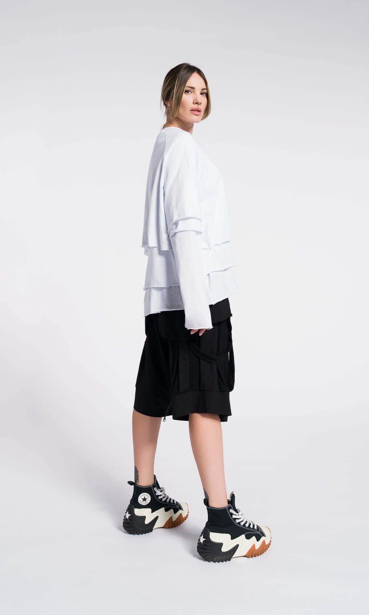 Ensemble de 3 blouses en coton, à manches courtes raccourcies, manches courtes classiques et manches raglan longues
