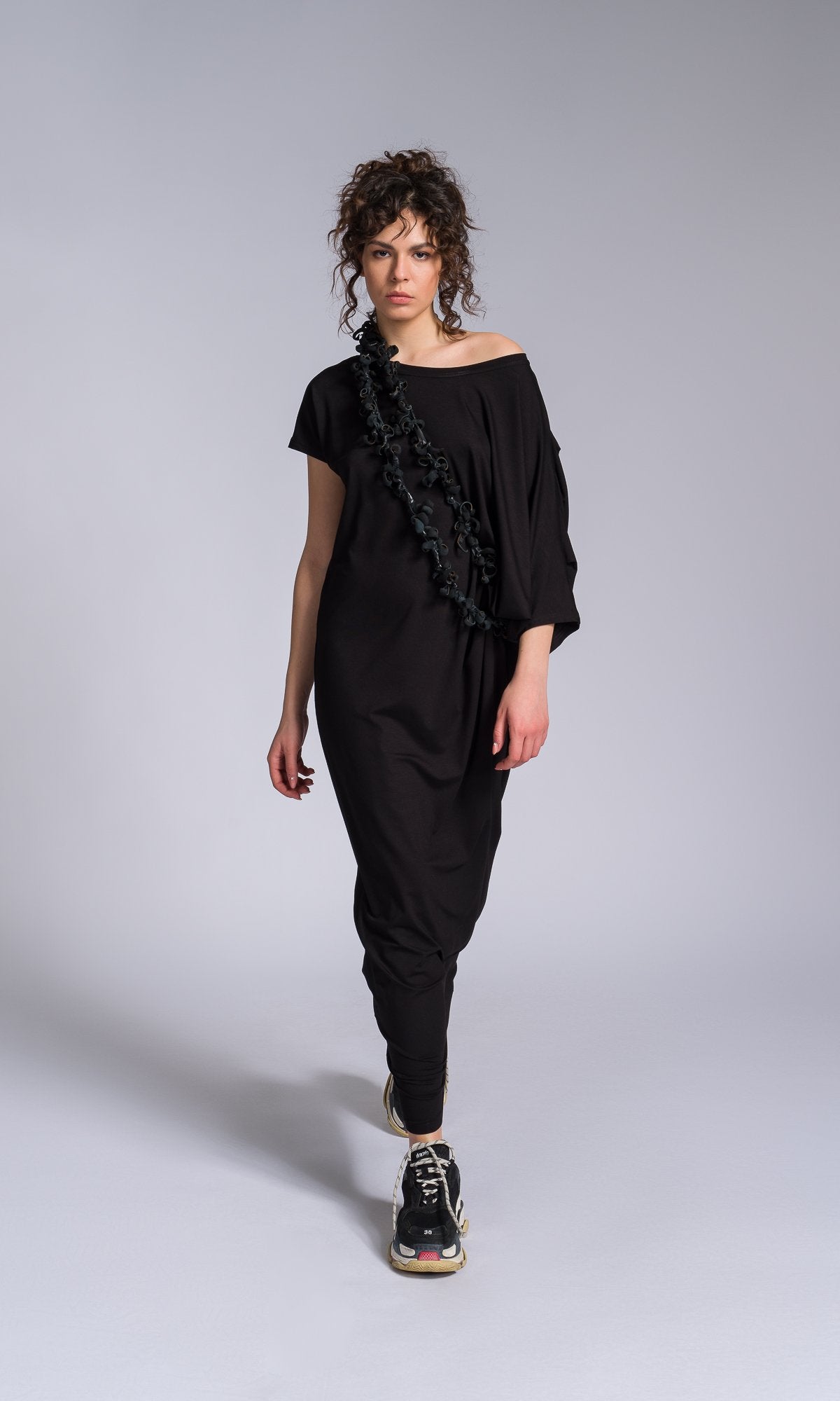 Extra Long Black Genuine Leather Necklace - AAKASHA