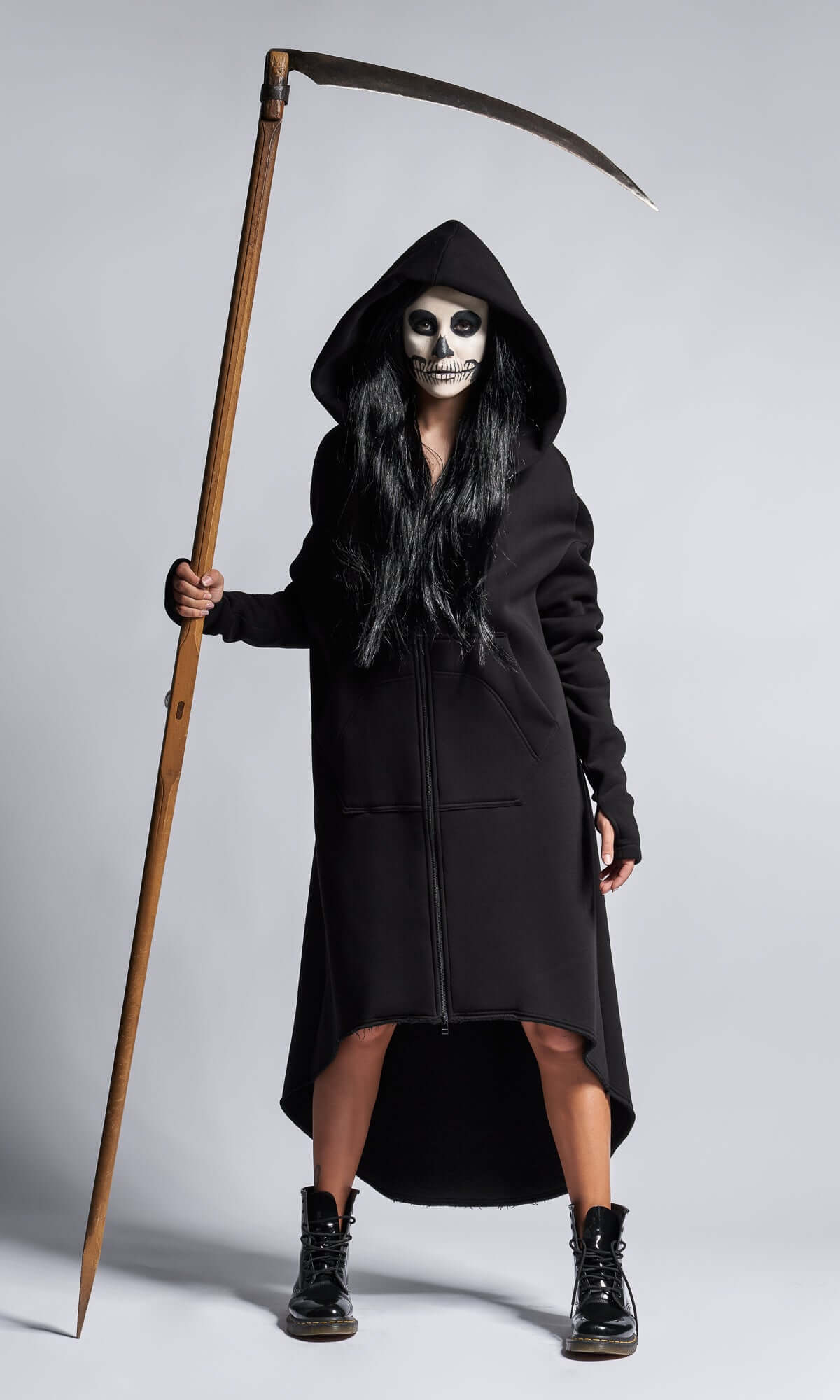 Hoodie extra-long zippé