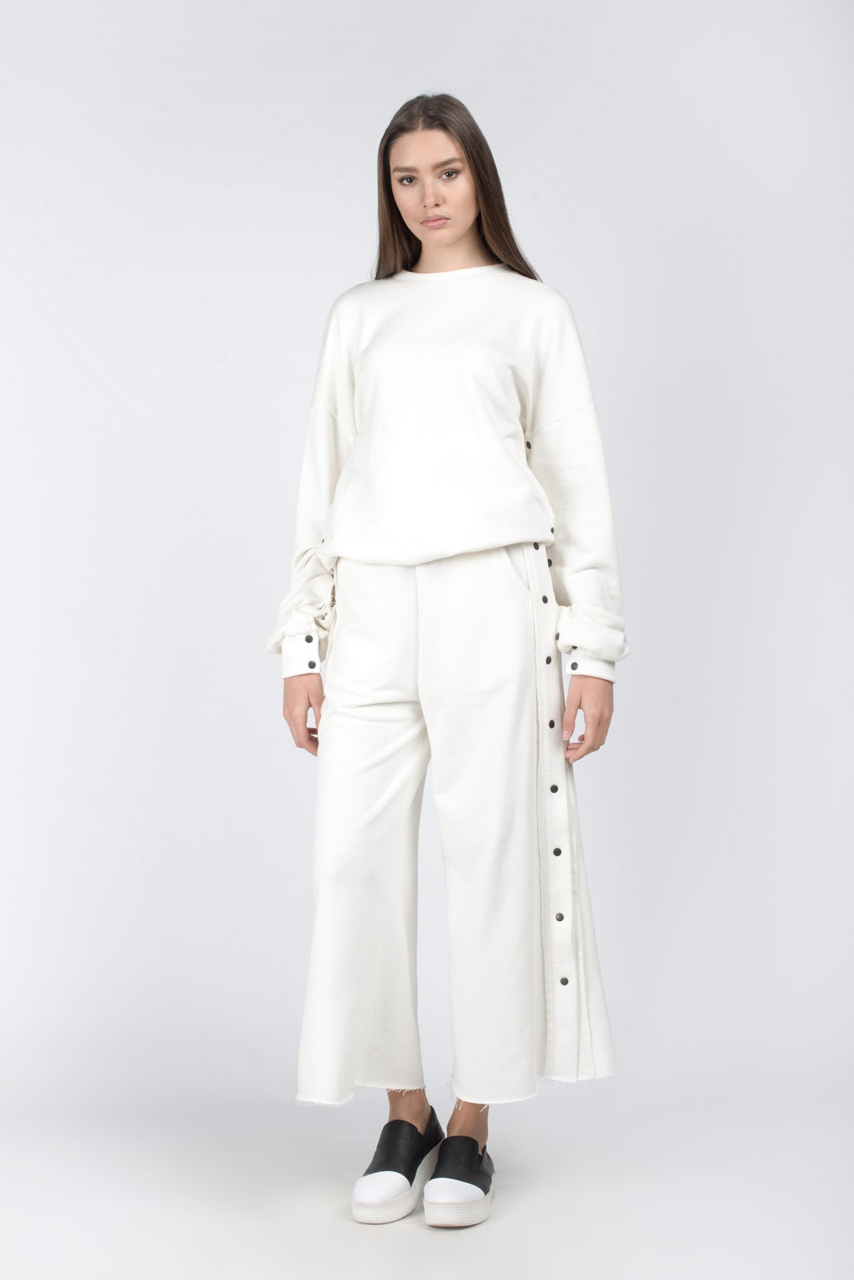 Chemisier grande taille en coton boutonné , haut ample oversize en French Terry