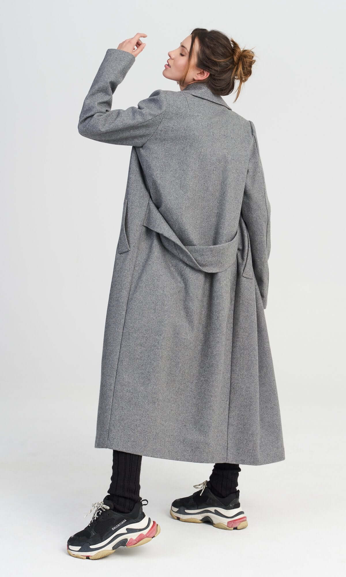 Manteau croisé en mélange de laine