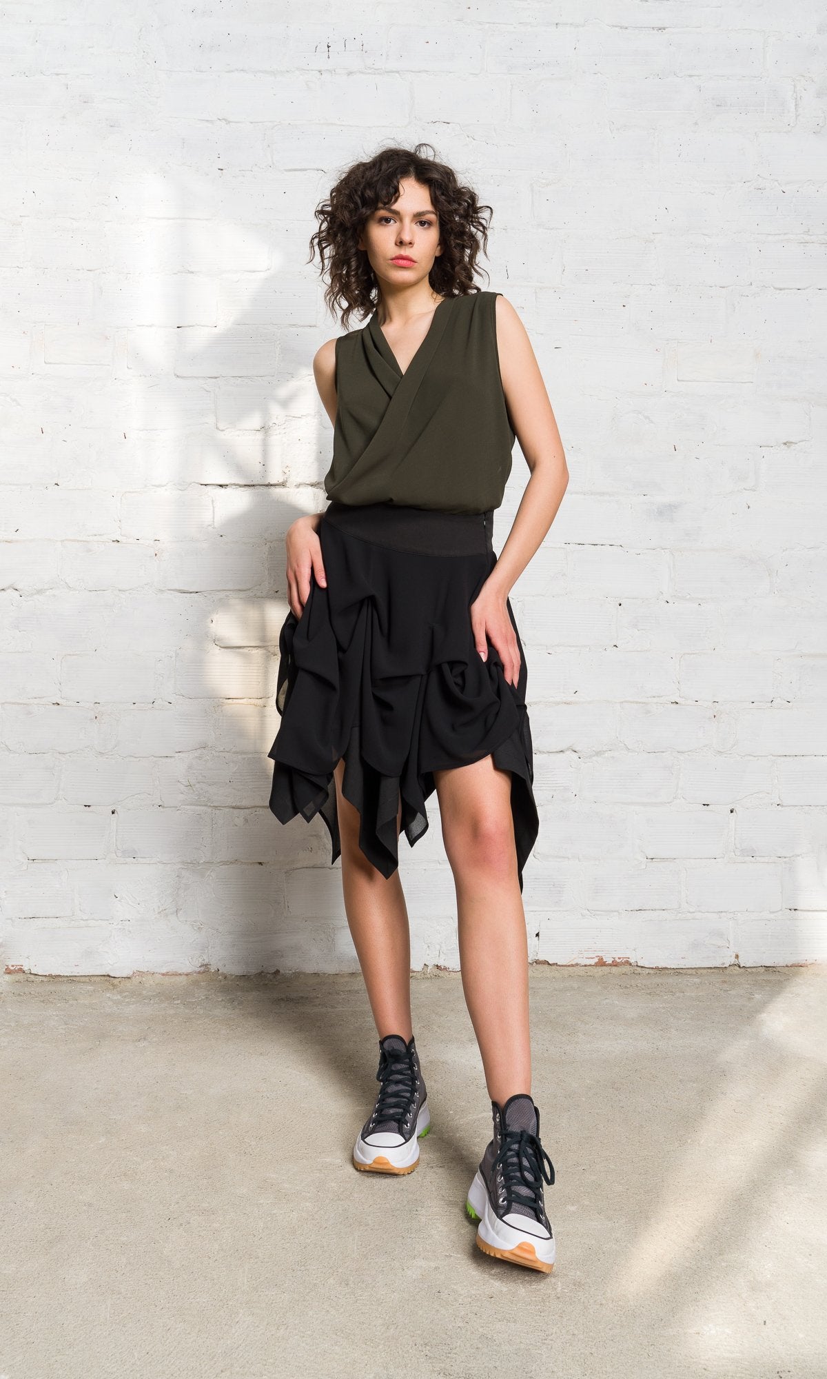 Chiffon Drapes Mini Skirt