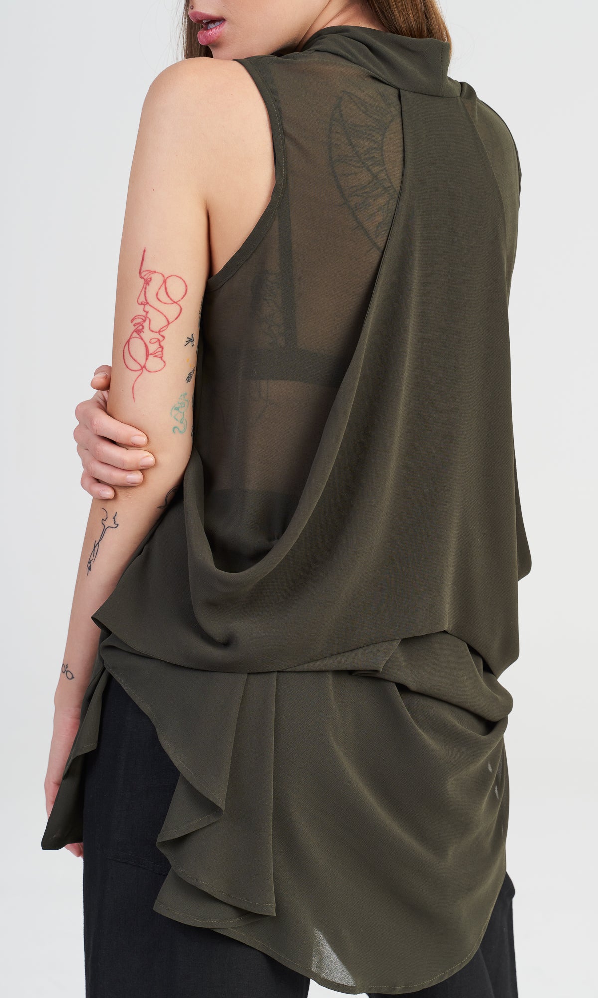Sleeveless Top with Draped Back - AAKASHA