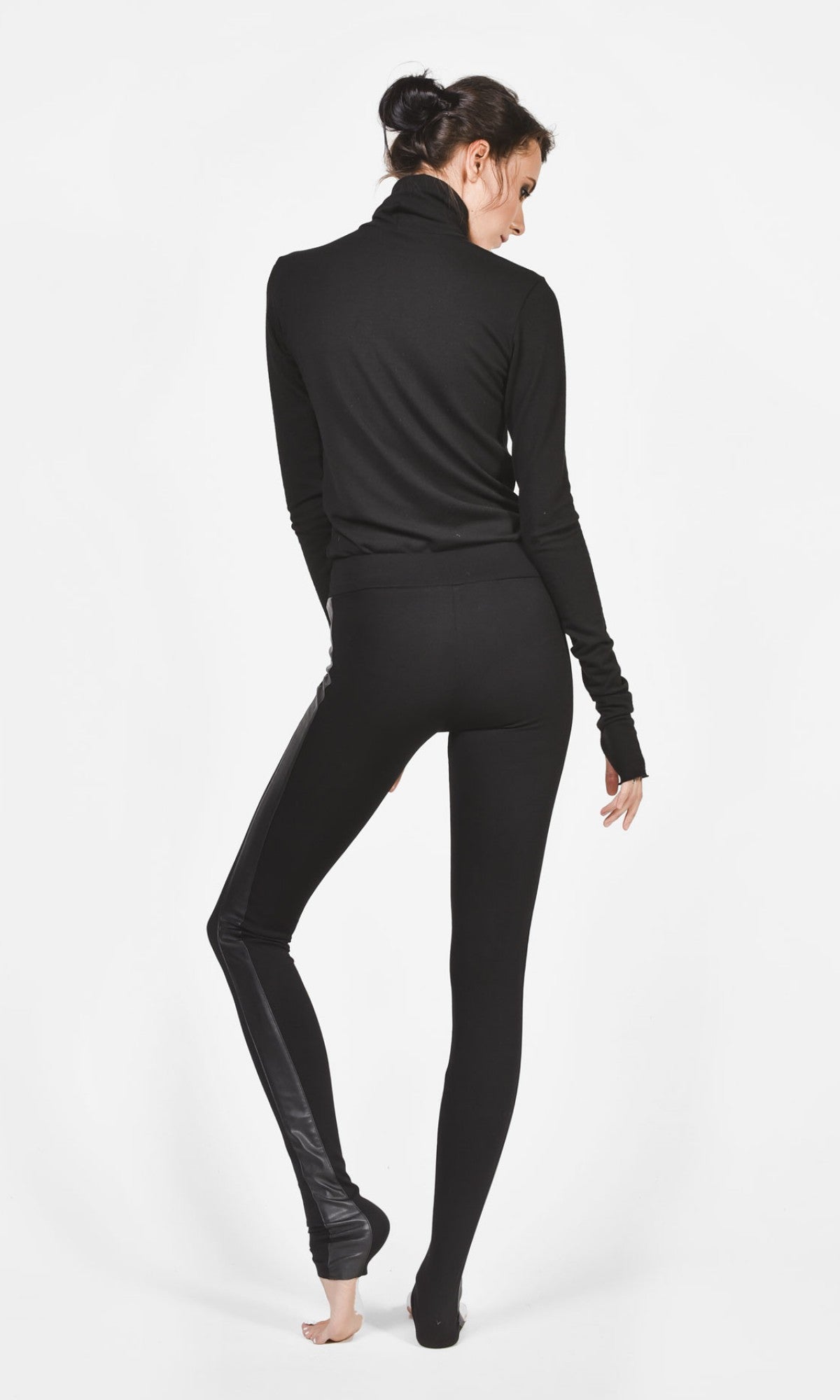 Extra Long Leggings with Vegan Leather Sides - AAKASHA