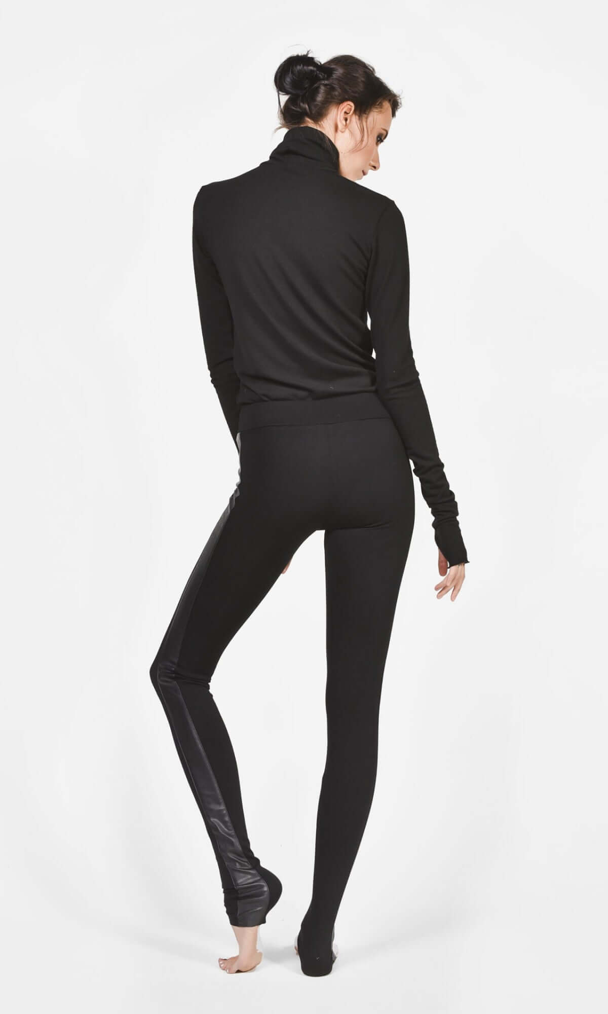 Extra Long Leggings with Vegan Leather Sides - AAKASHA