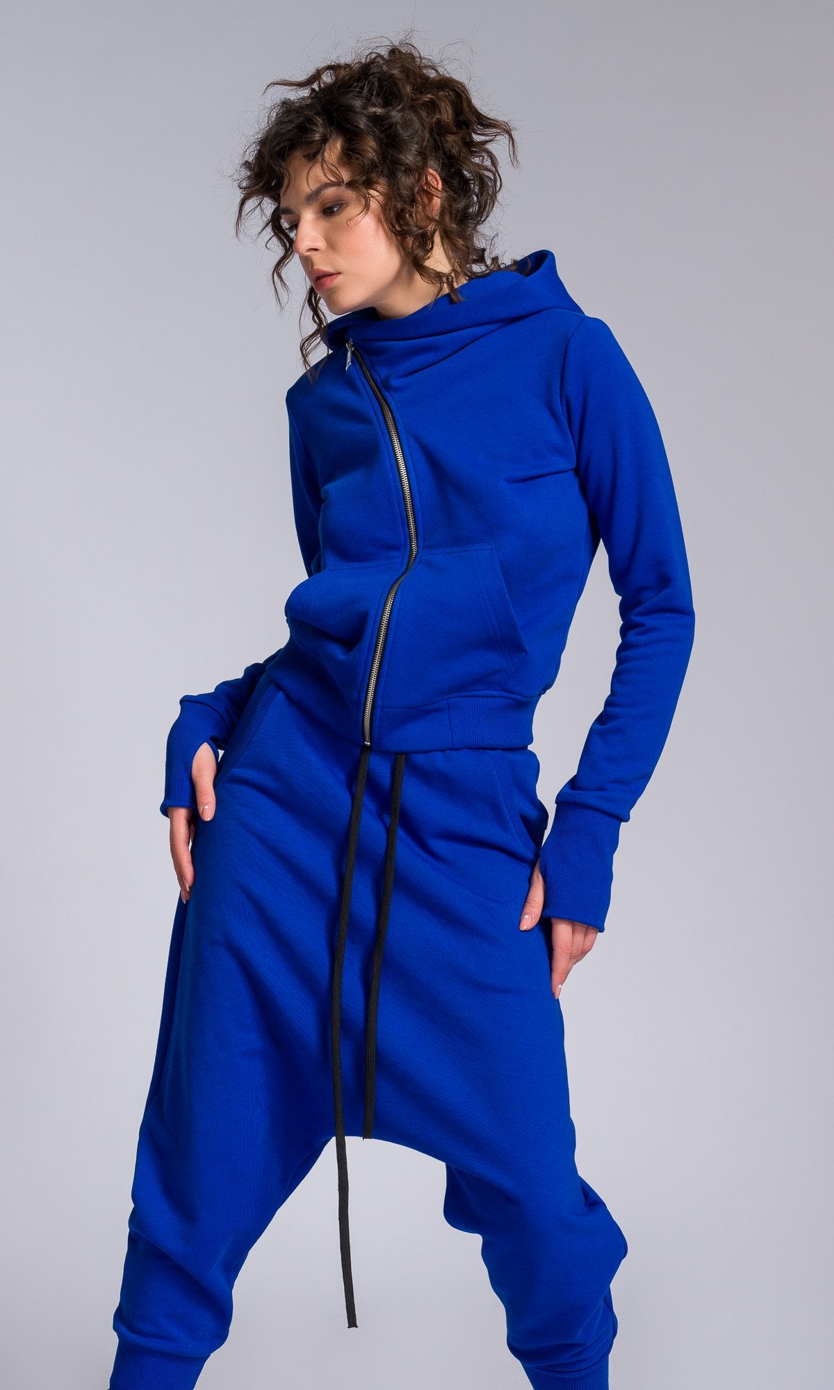 Short Hoodie with Asymmetric Closure - AAKASHA