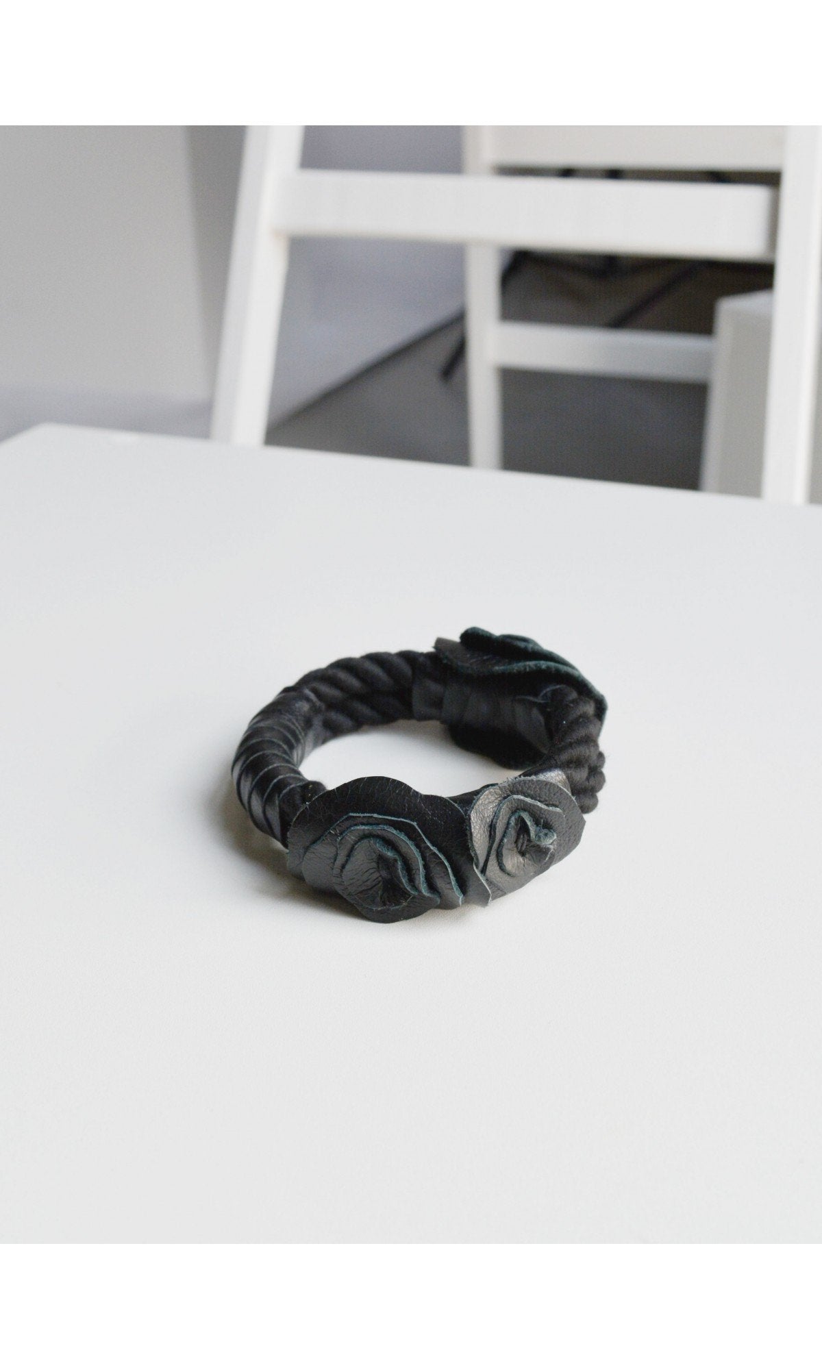Leather Bracelet with roses