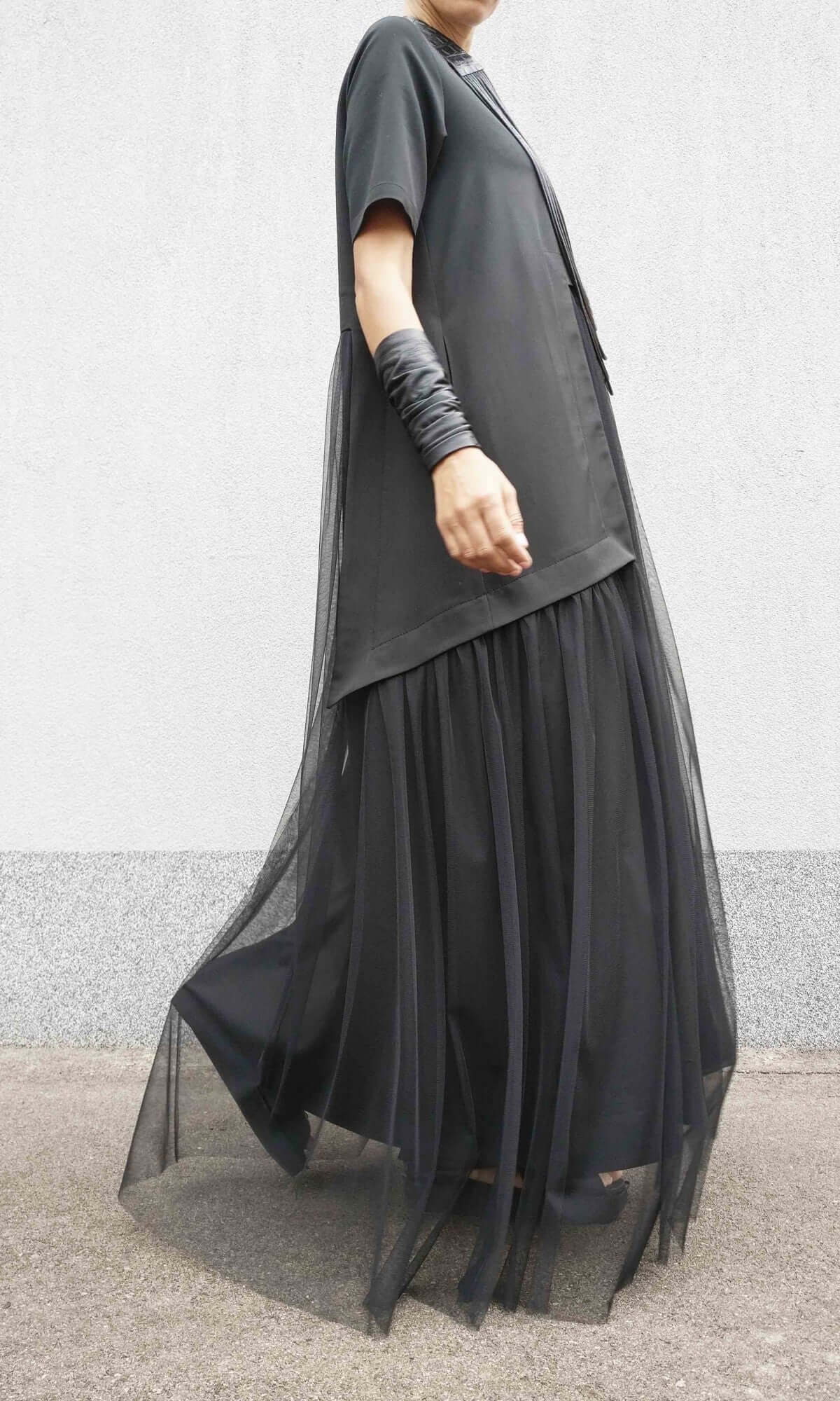 Robe longue en tulle