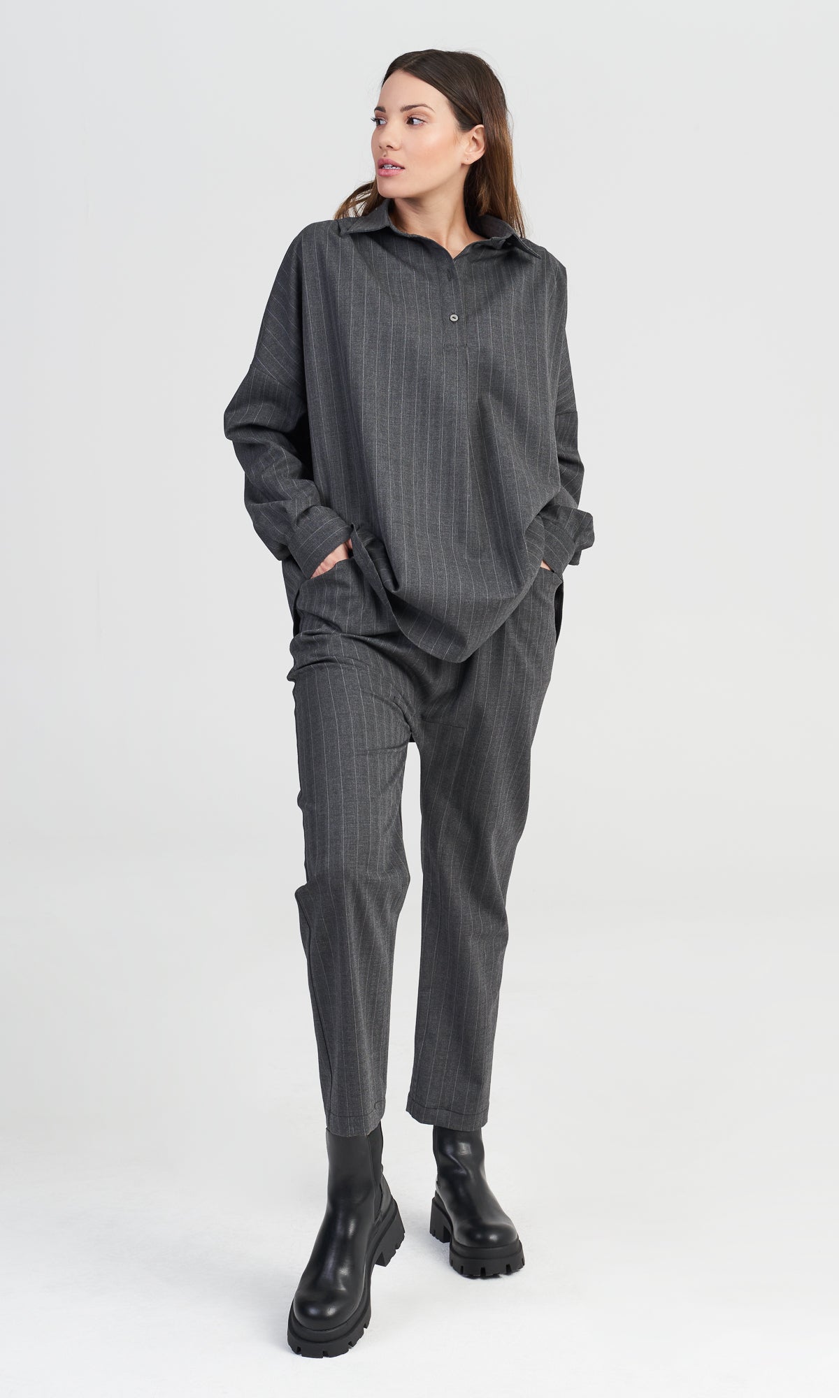Set Virgin Wool Striped Shirt and Virgin Wool Striped Pants