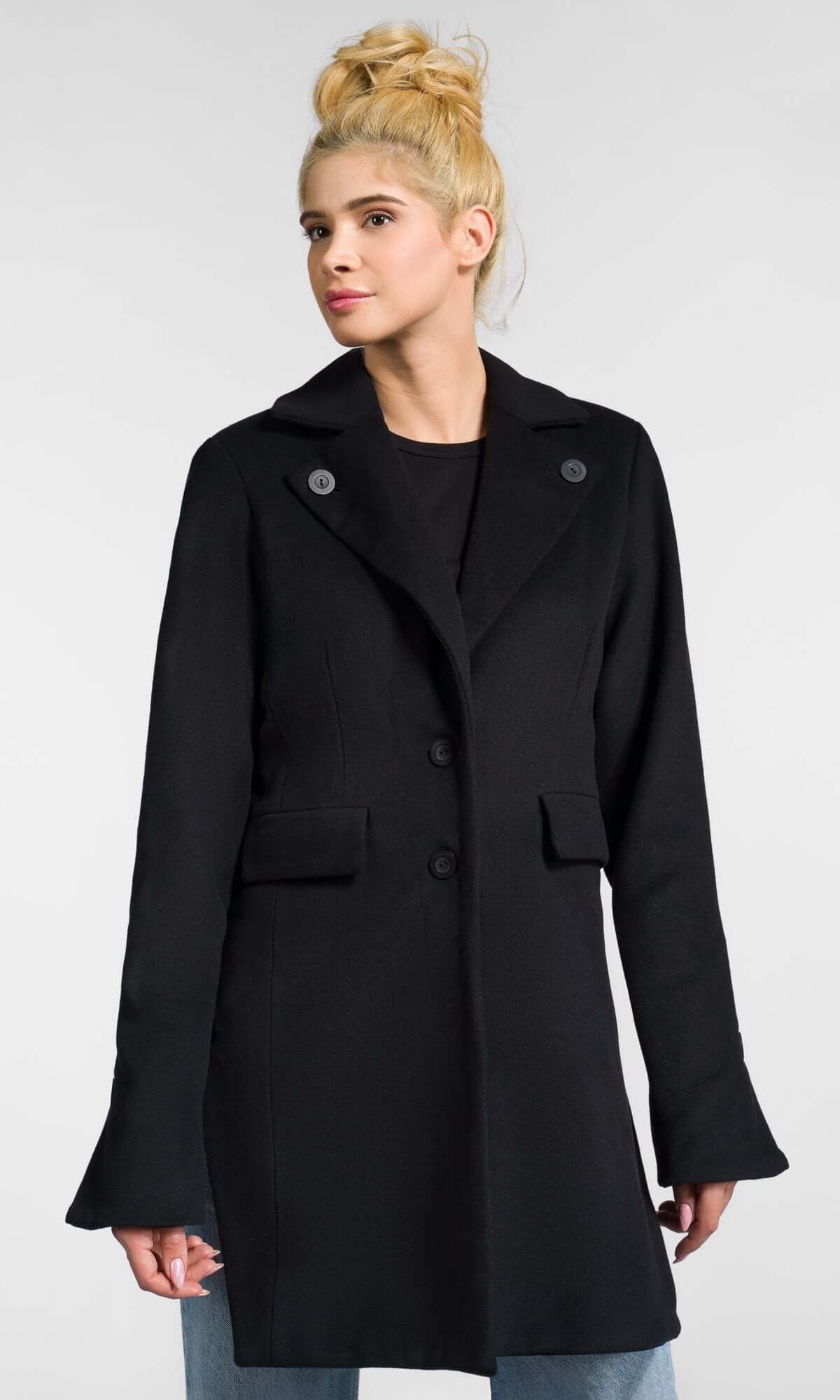 Cappotto asimmetrico con nastro sul retro