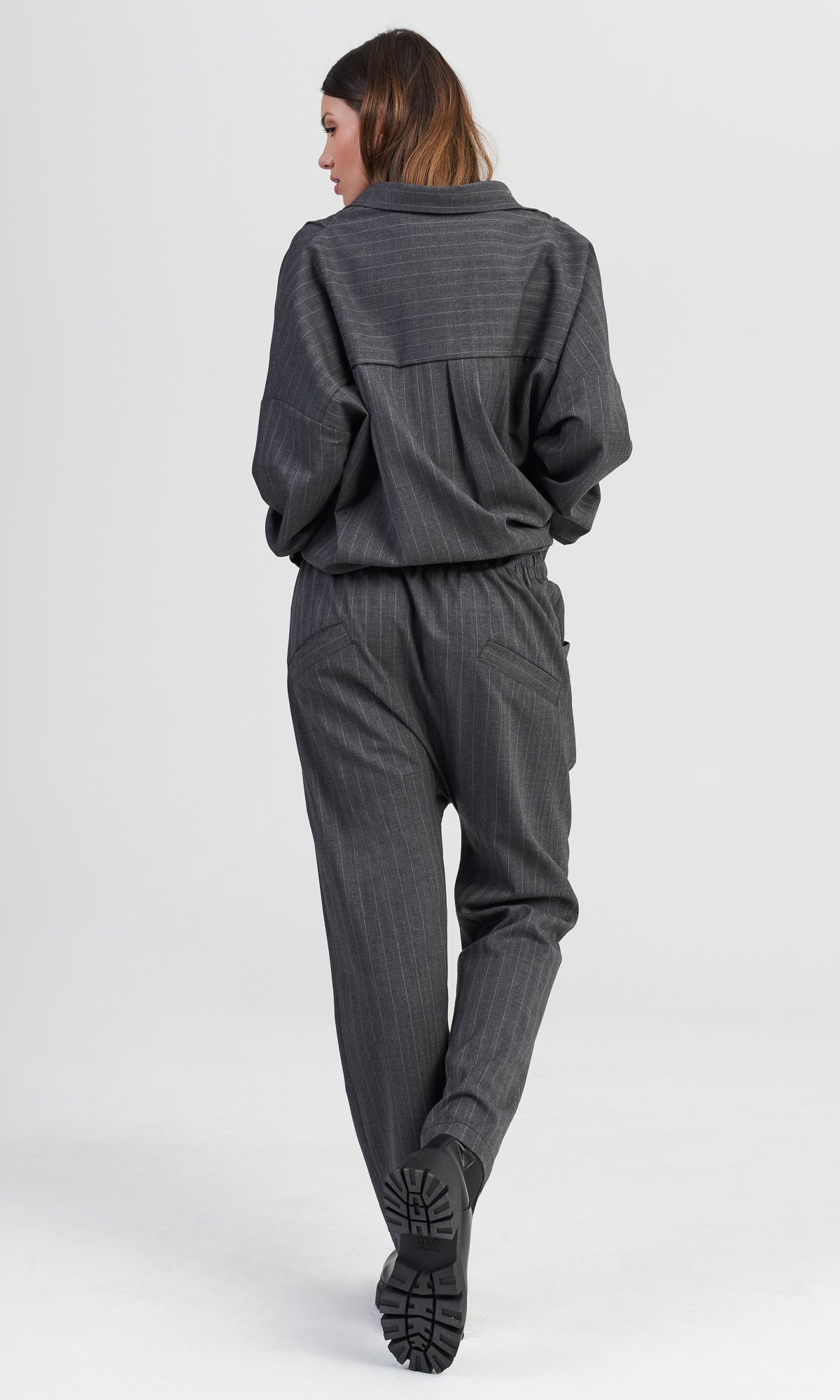 Grey Chalk Stripe Pants