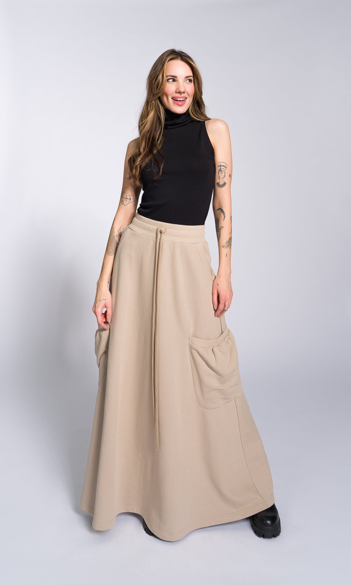Maxi Cotton Skirt with Large Pockets - AAKASHA