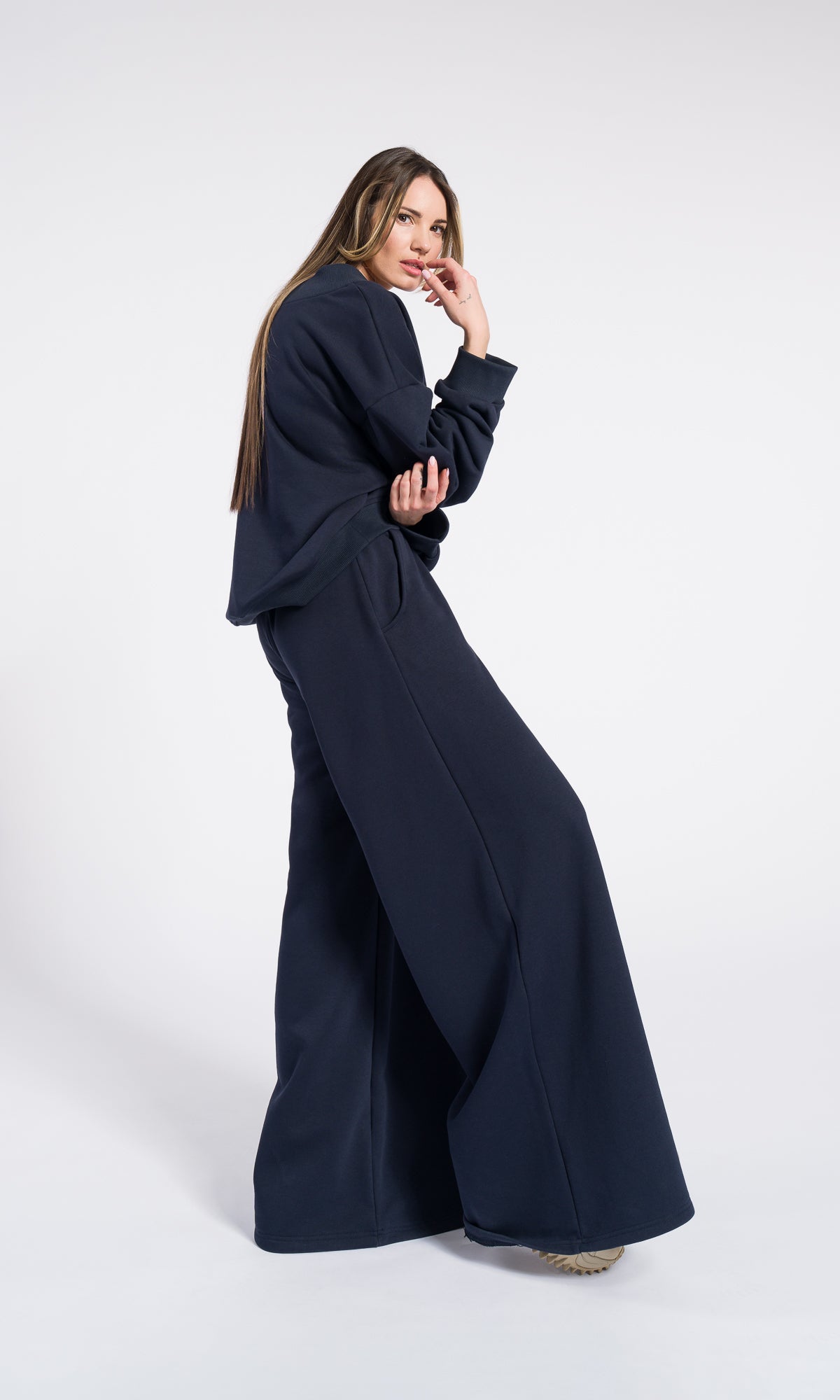 V Neck Cotton Sweatshirt / Sexy loose off shoulder top