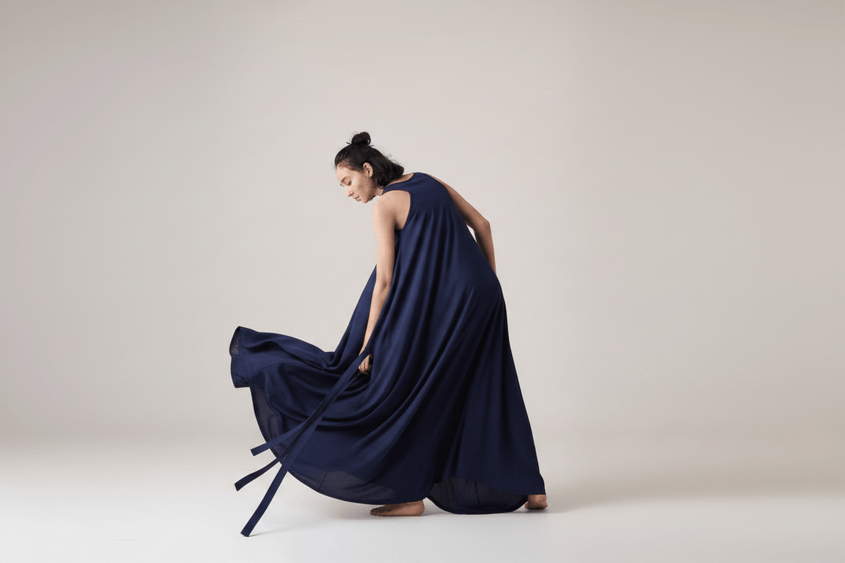 Navy blue draped dress