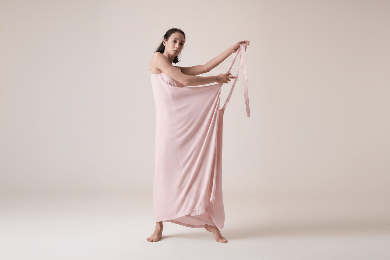 Powder pink draped dress