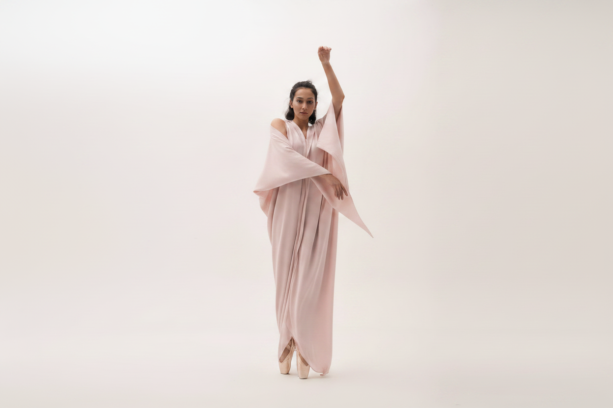 Powder pink draped dress