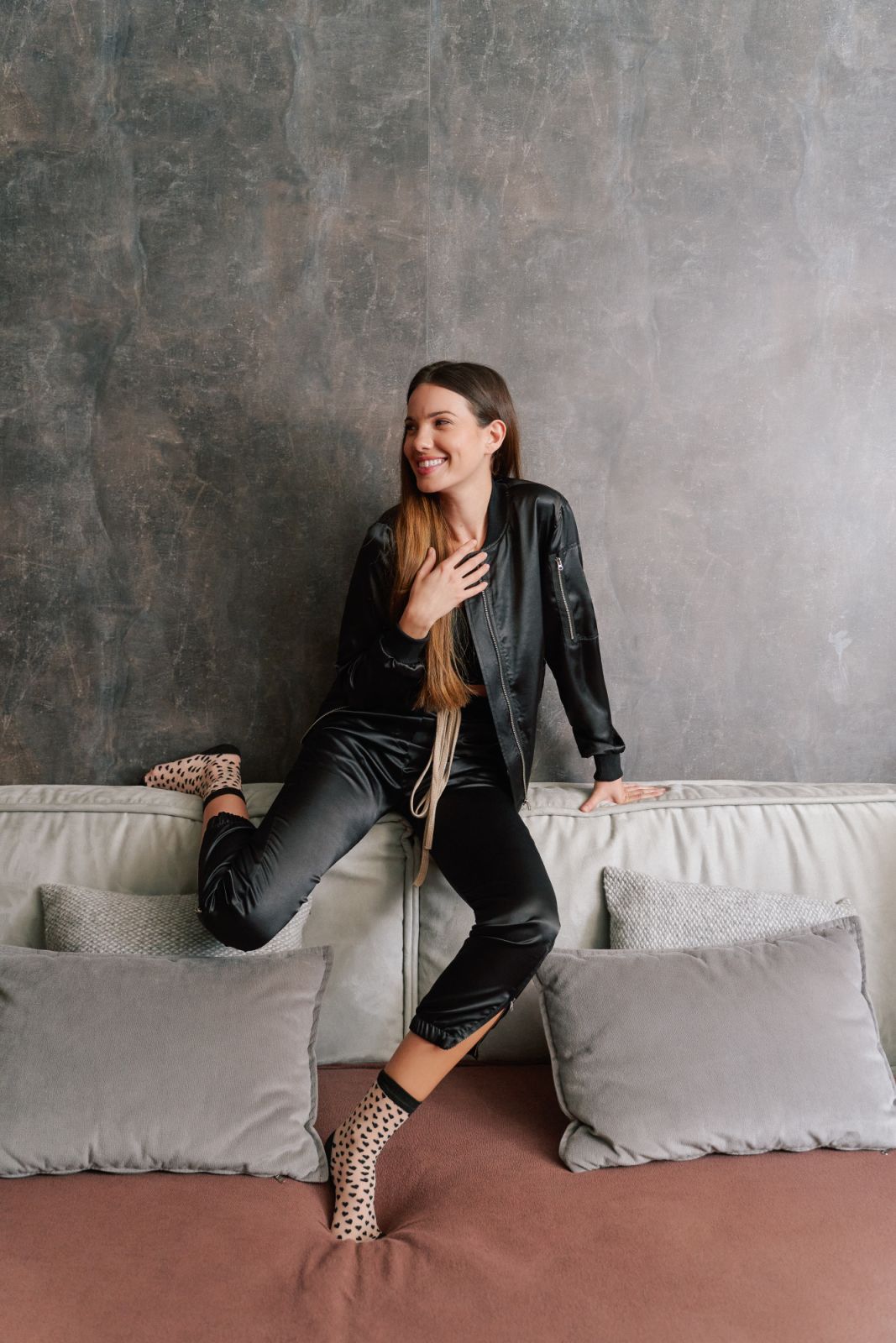 Satin Bomber Jacket and Pants Set