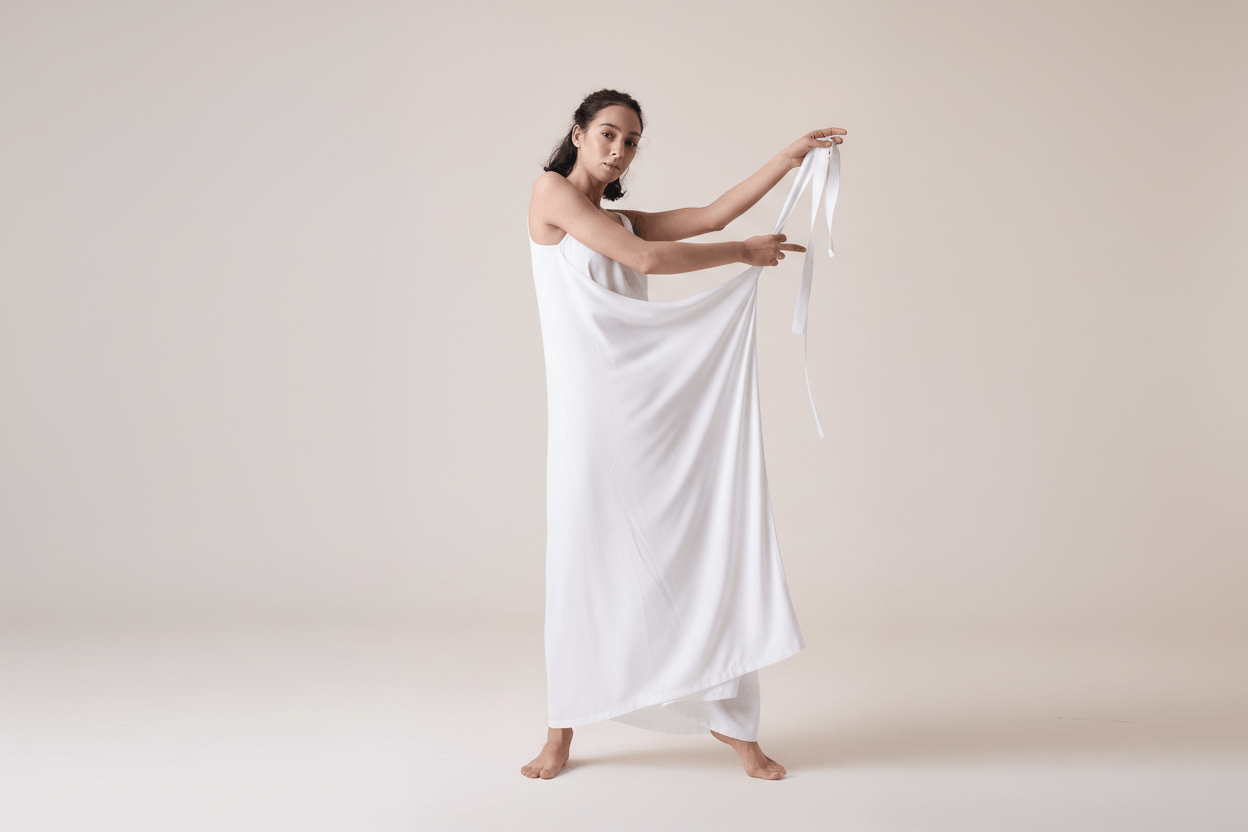 White draped dress