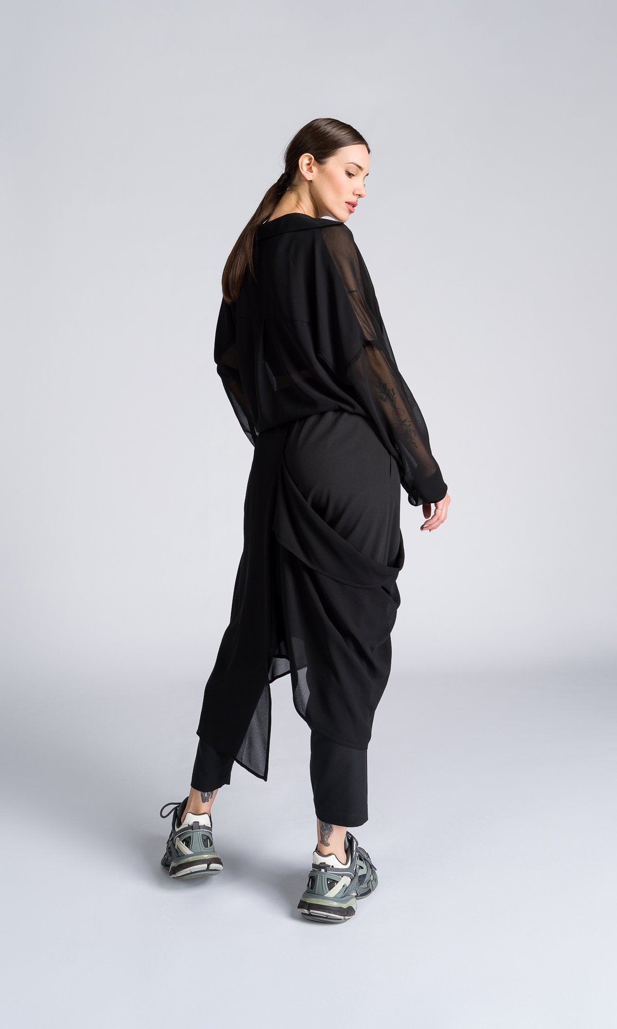 Chiffon Layers Drop Crotch Pants - AAKASHA