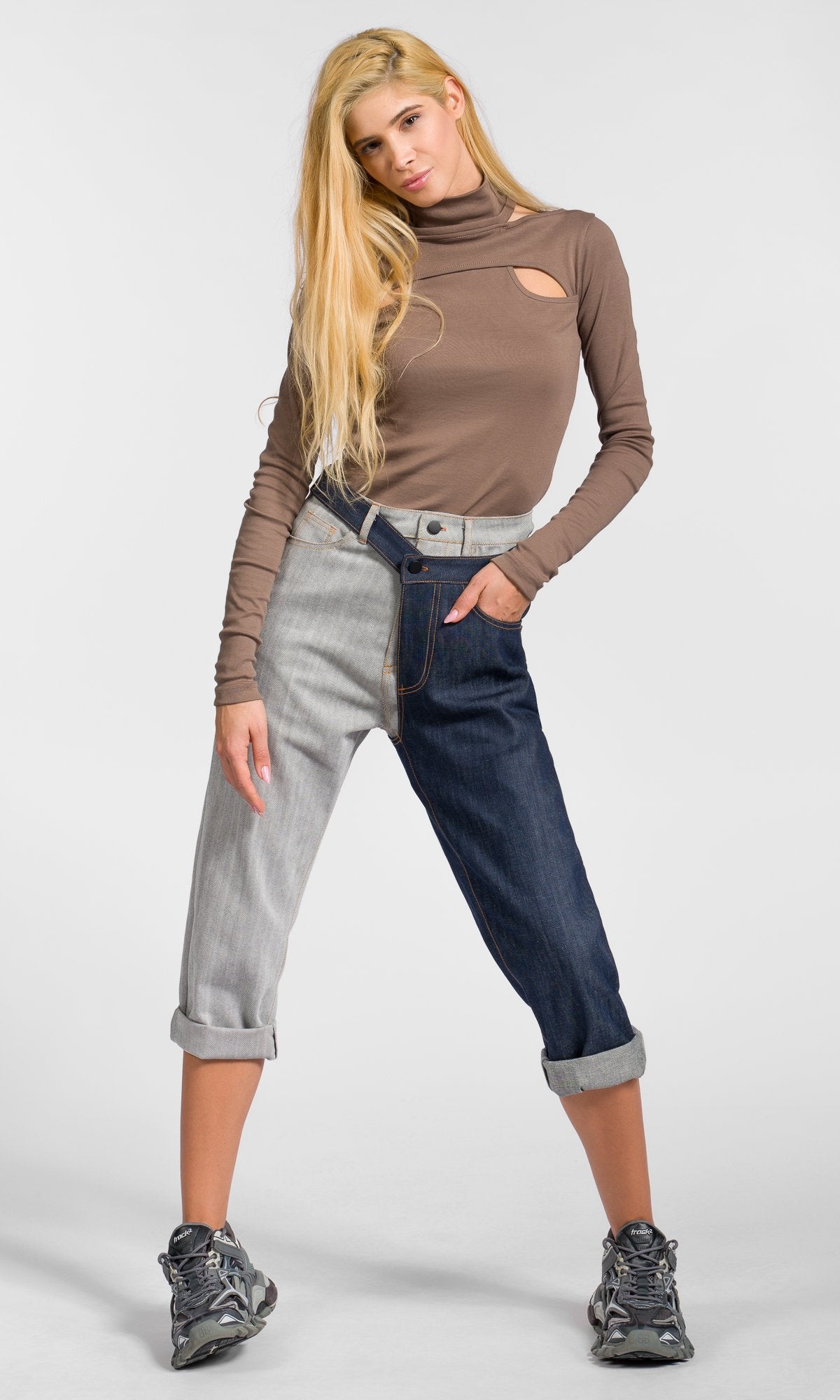 Detachable Two-Tone Jeans - AAKASHA