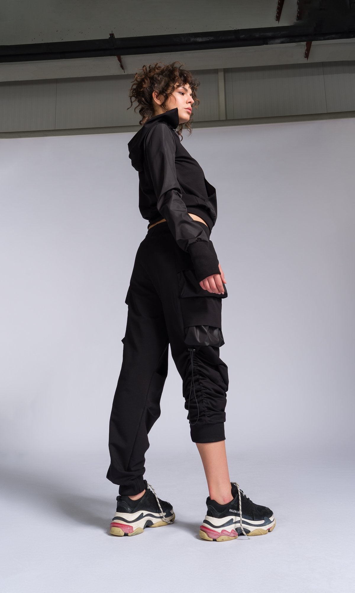 Jogger Pants with Layered Flap Pockets - AAKASHA