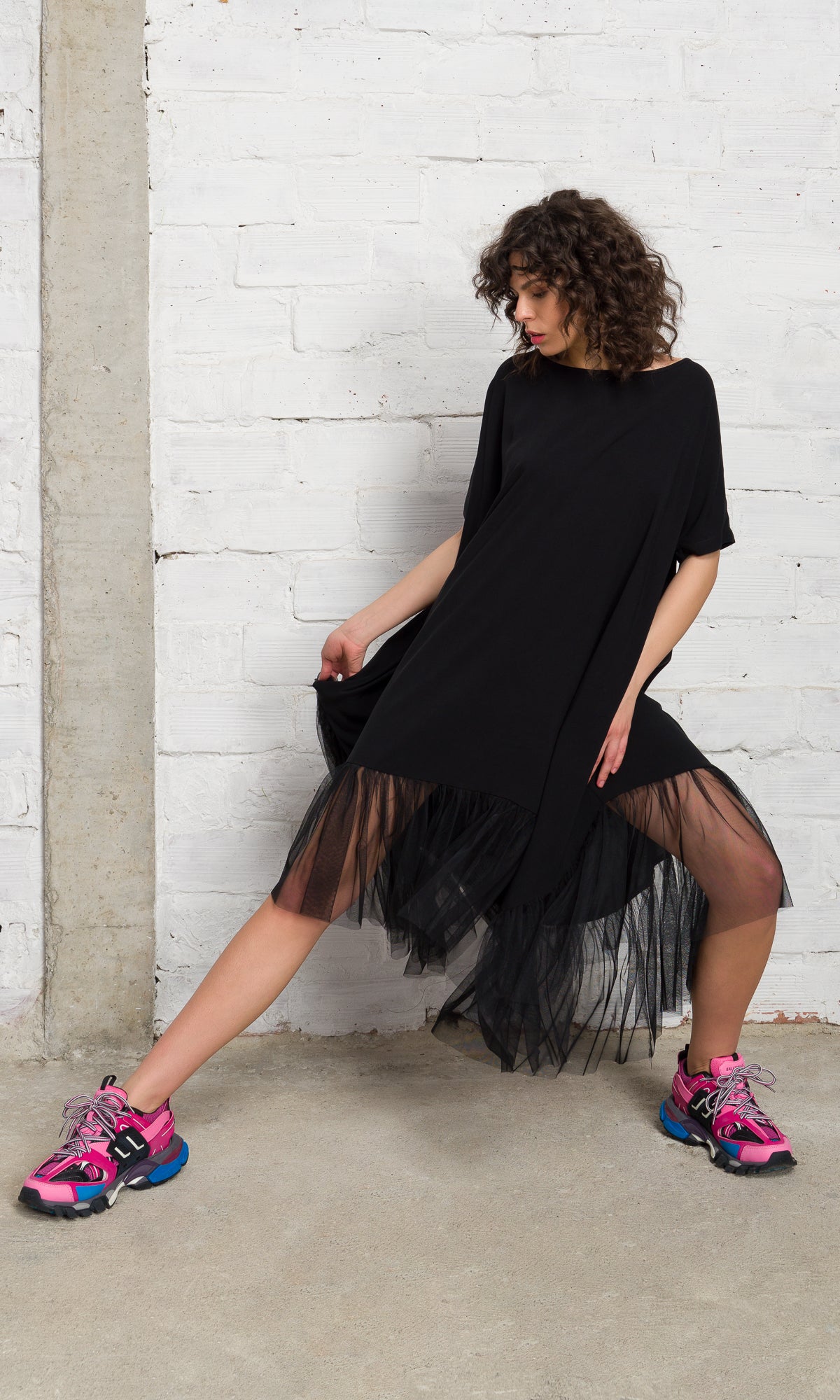 Oversized Tulle Hem Dress - AAKASHA