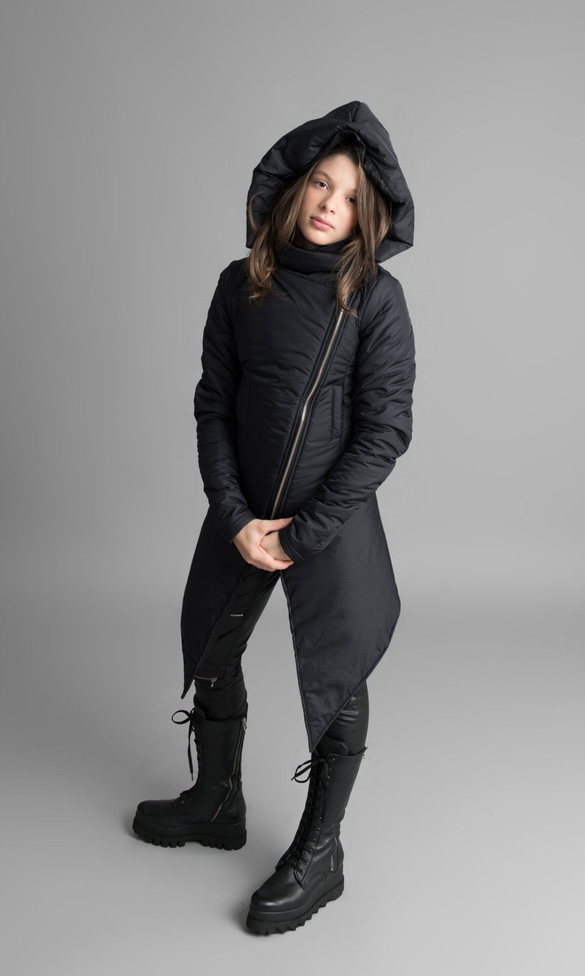 Detachable Fitted Quilted Jacket with Hood