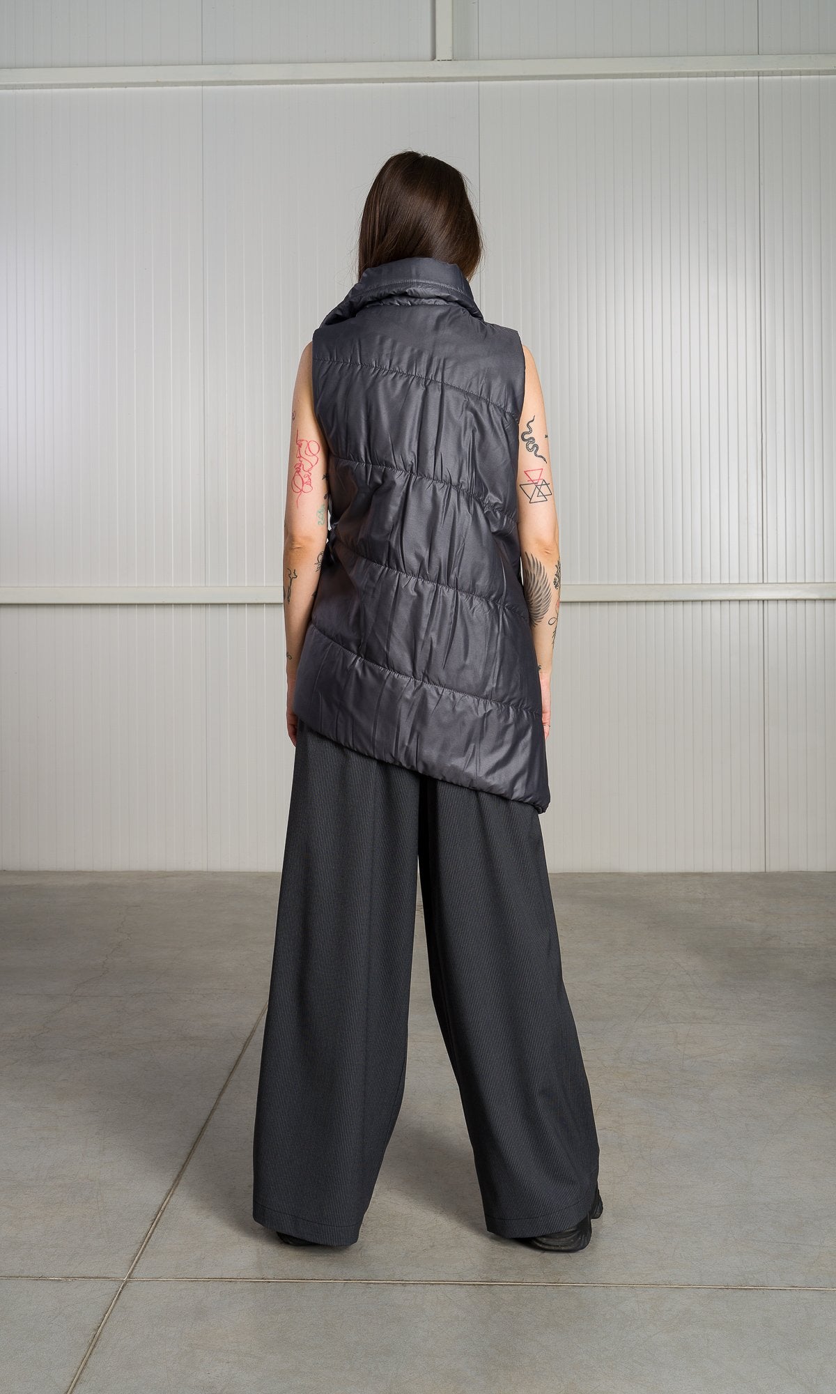 Asymmetric Vest with Ribbon Closure - AAKASHA