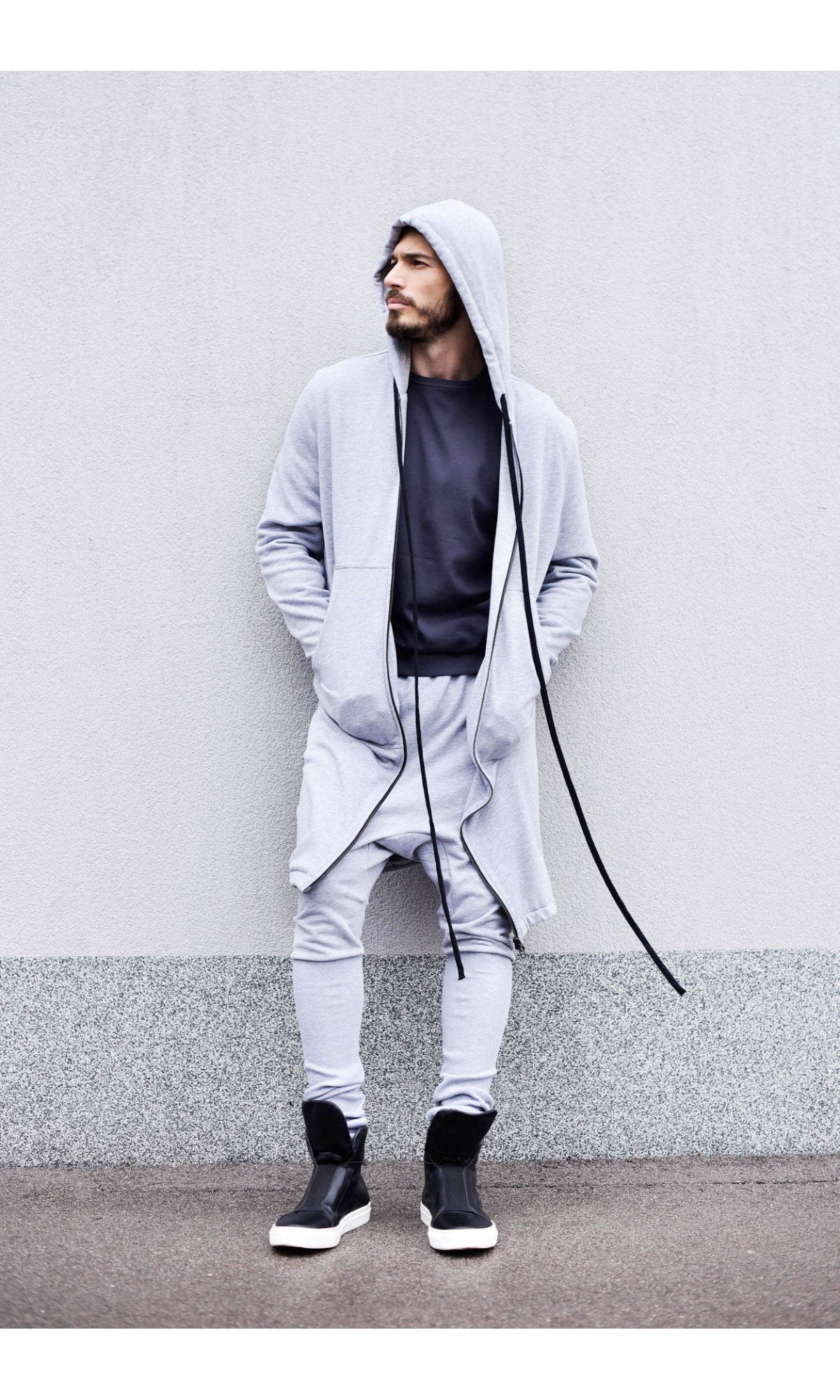 Long Hooded Zipper Sweatshirt