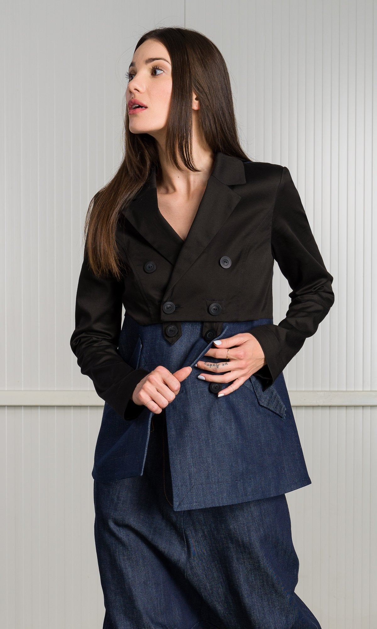 Double Breasted Blazer with Open Back - AAKASHA