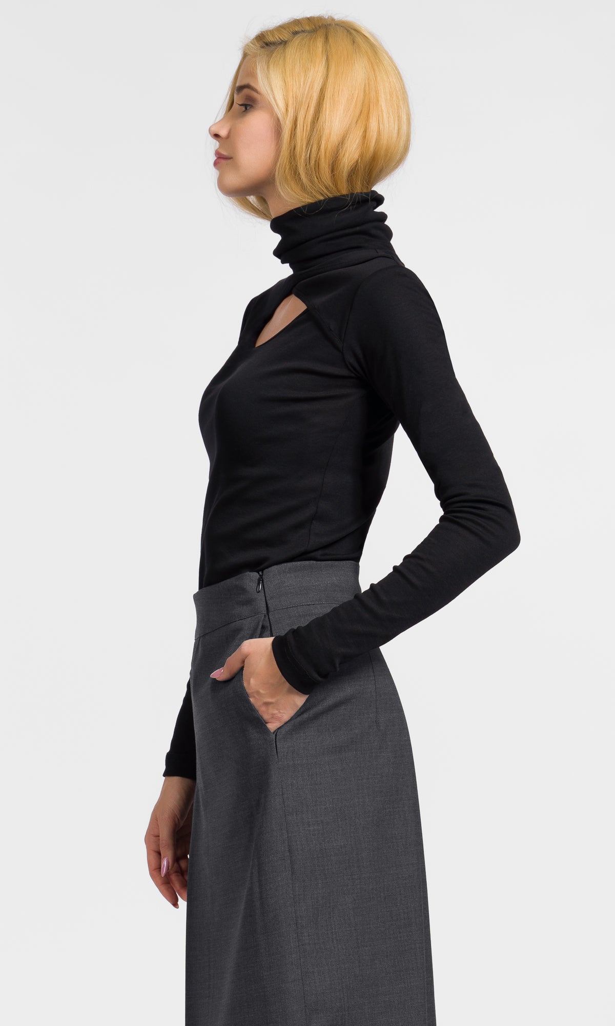 Wrap Turtleneck Cut-Out Top - AAKASHA