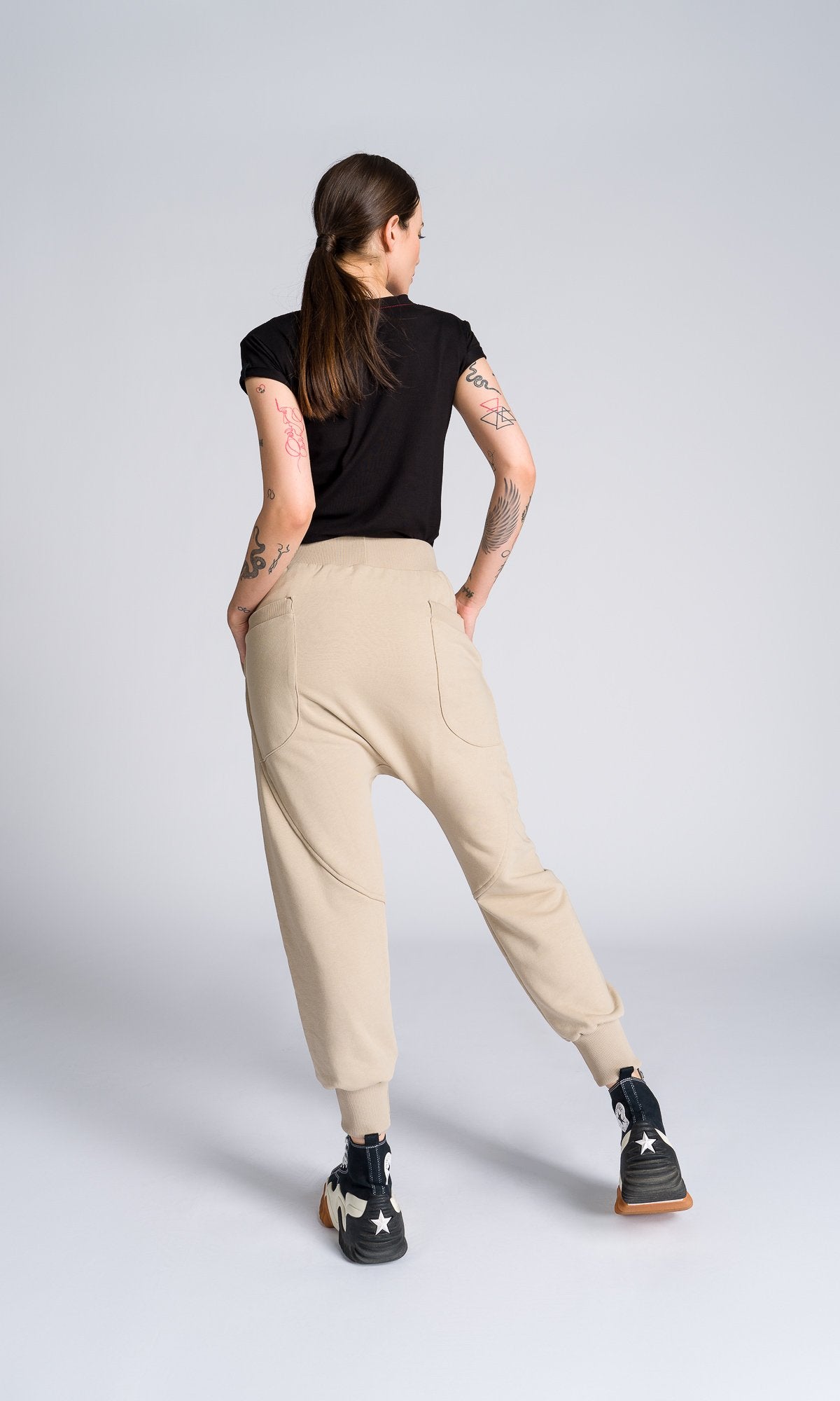 Cuffed Joggers With Ribbed Details - AAKASHA