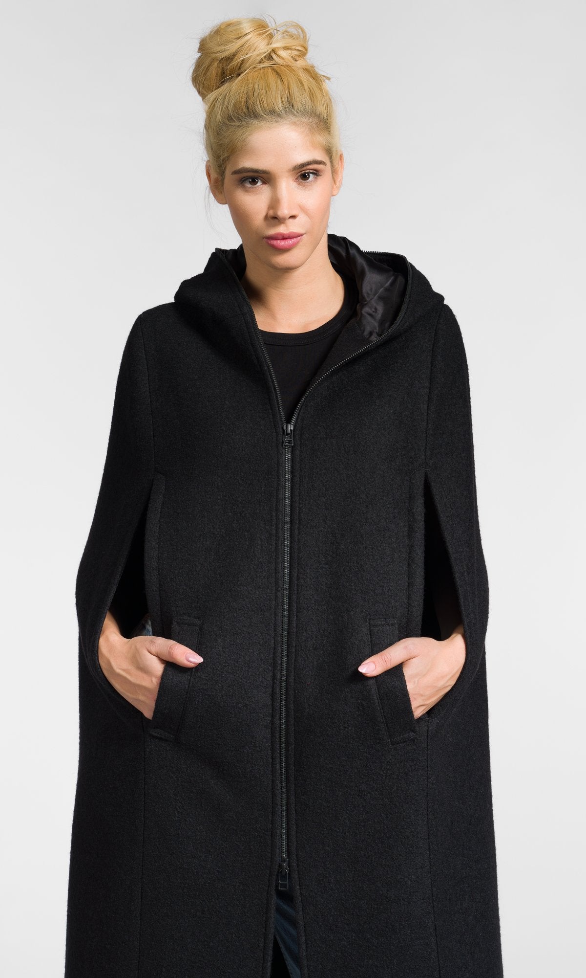 Long Zippered Cape Coat