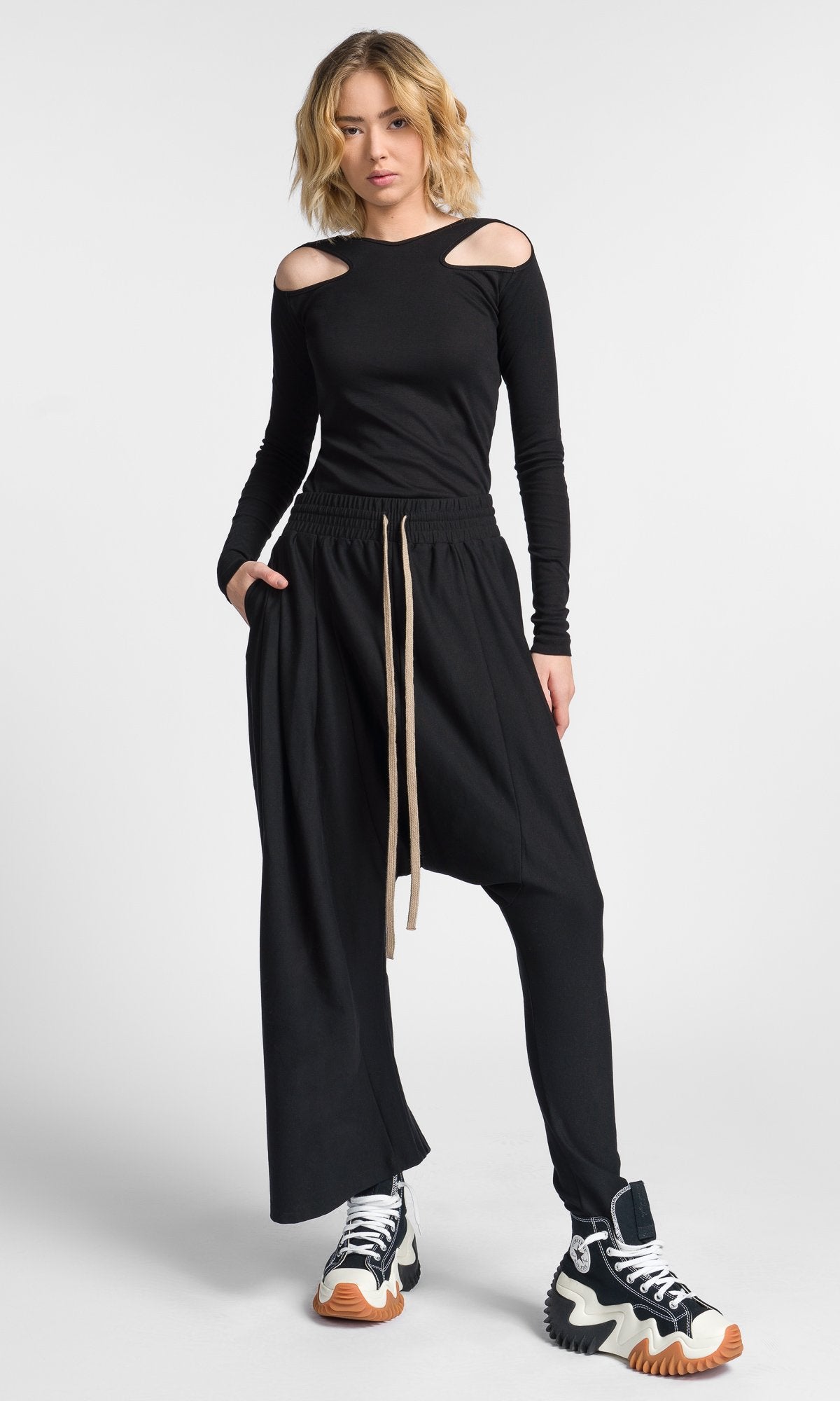 Asymmetric Leg Cotton Pants - AAKASHA