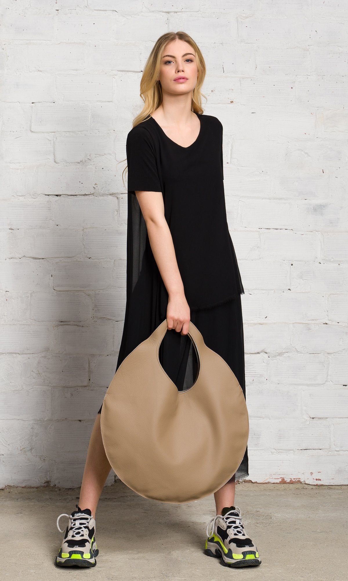 Leather Circle Hobo Bag - AAKASHA