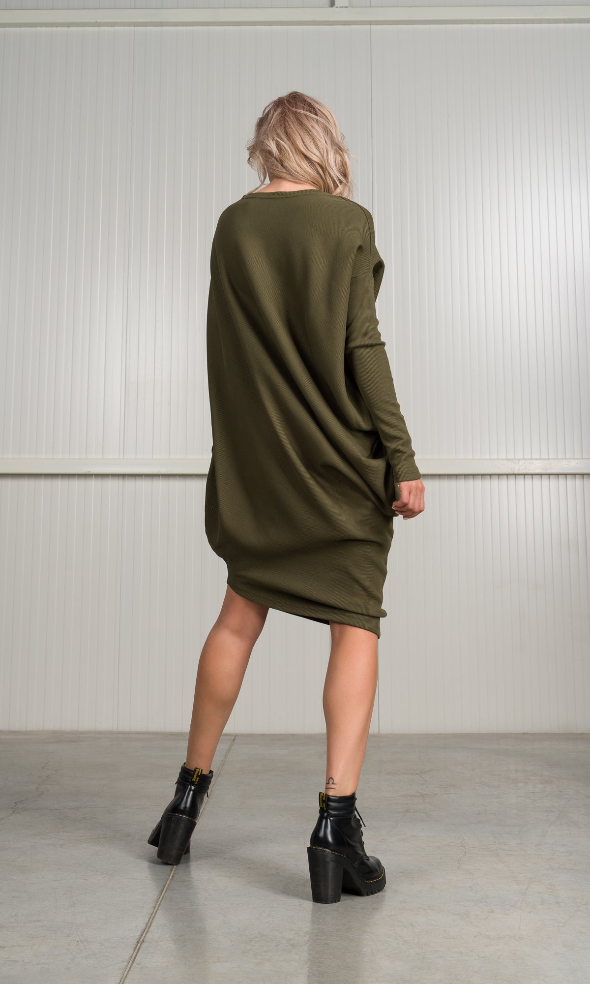 Asymmetric Ribbed Tunic Dress - AAKASHA