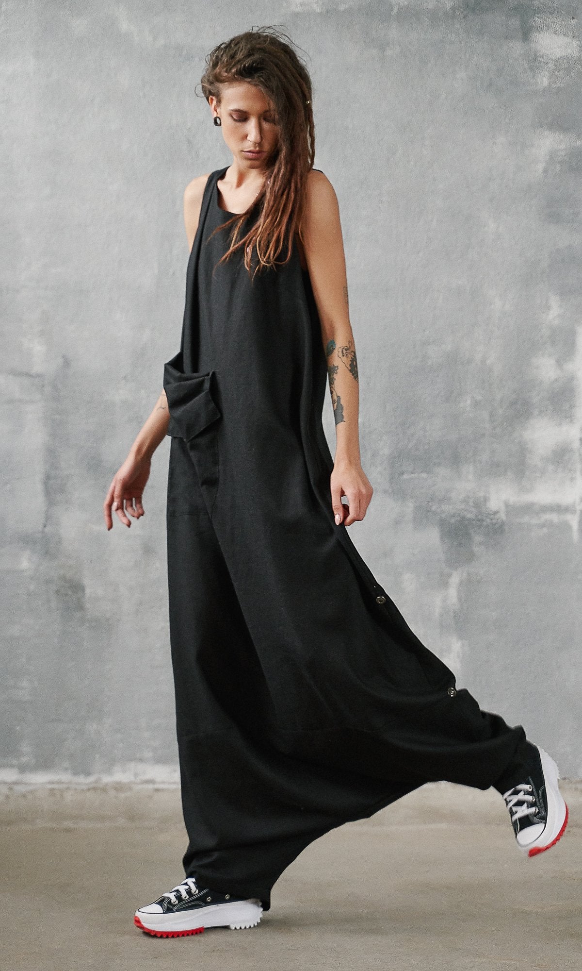 Asymmetric Drop Crotch Jumpsuit