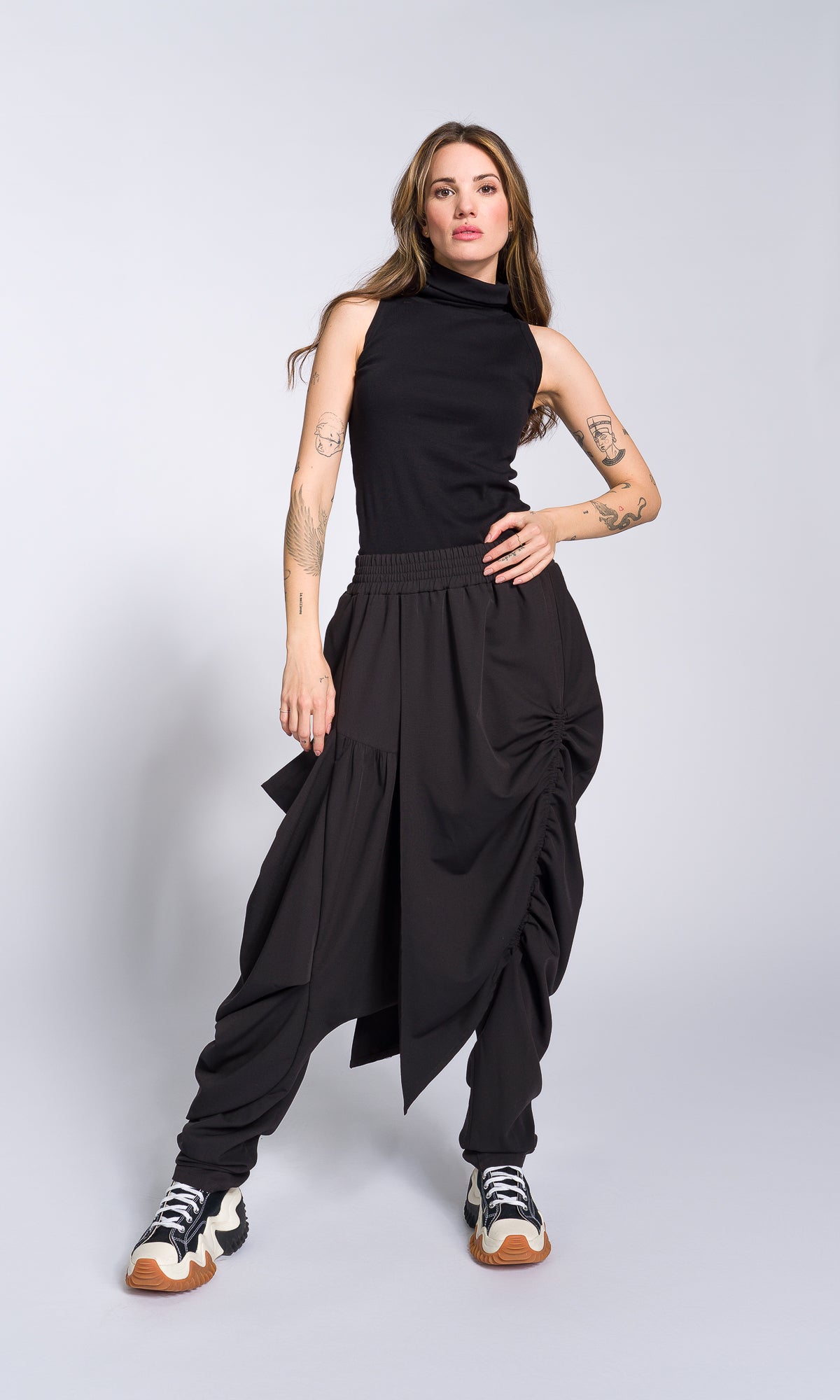 Draped Drop Crotch Pants - AAKASHA