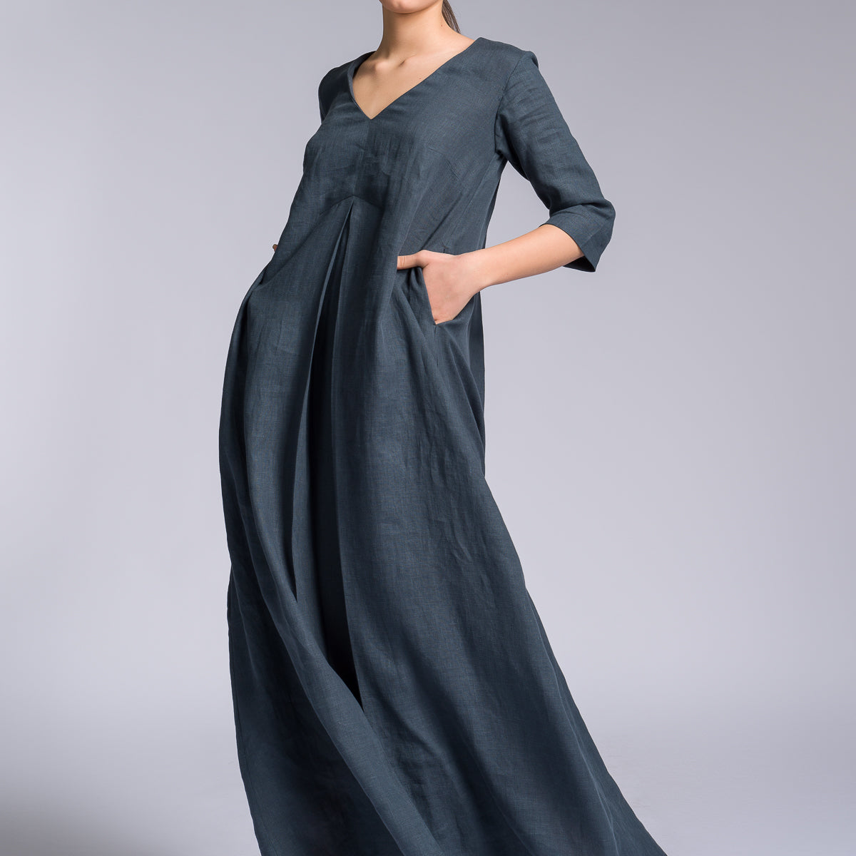 pleated linen maxi dress Rebecca 18