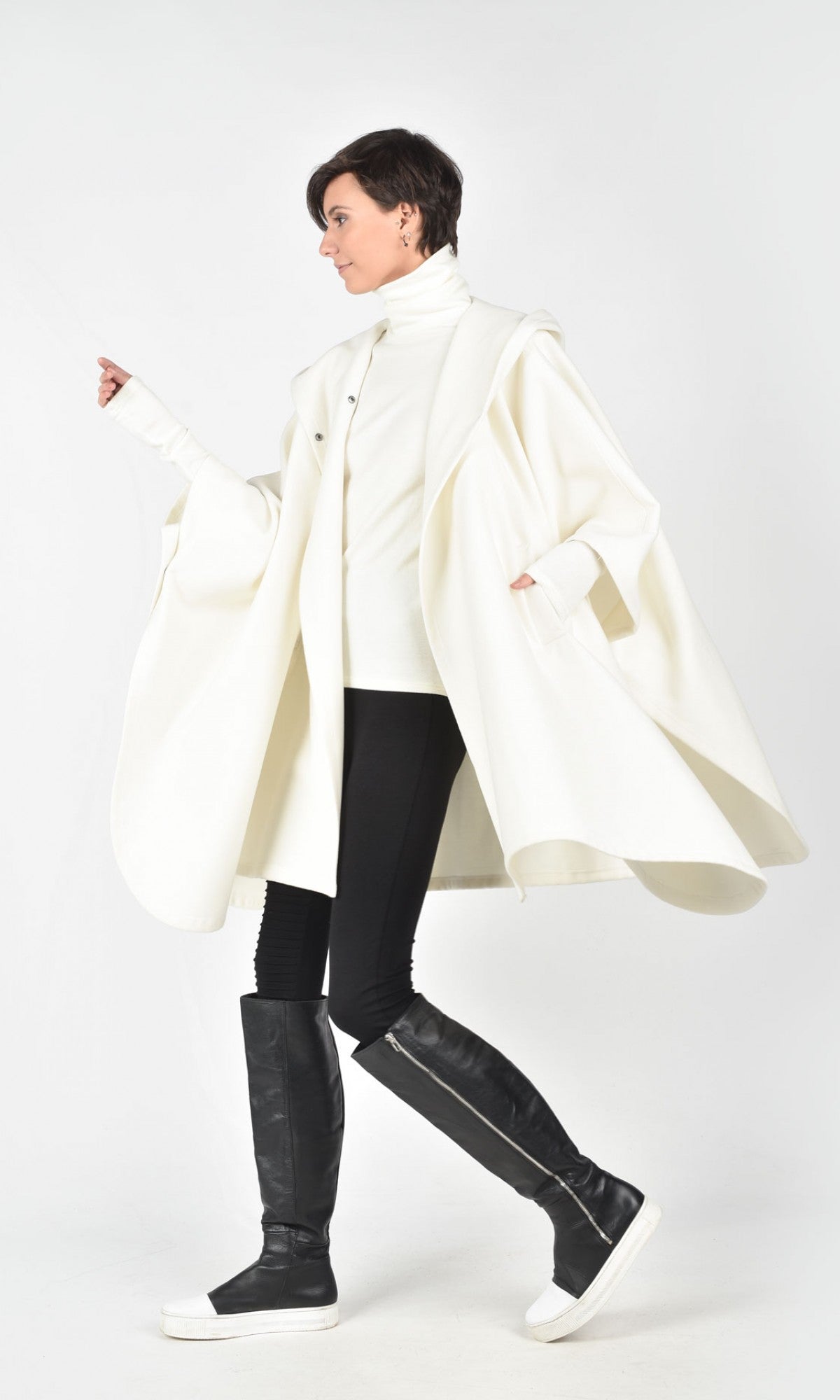 Hooded Cashmere Poncho Coat