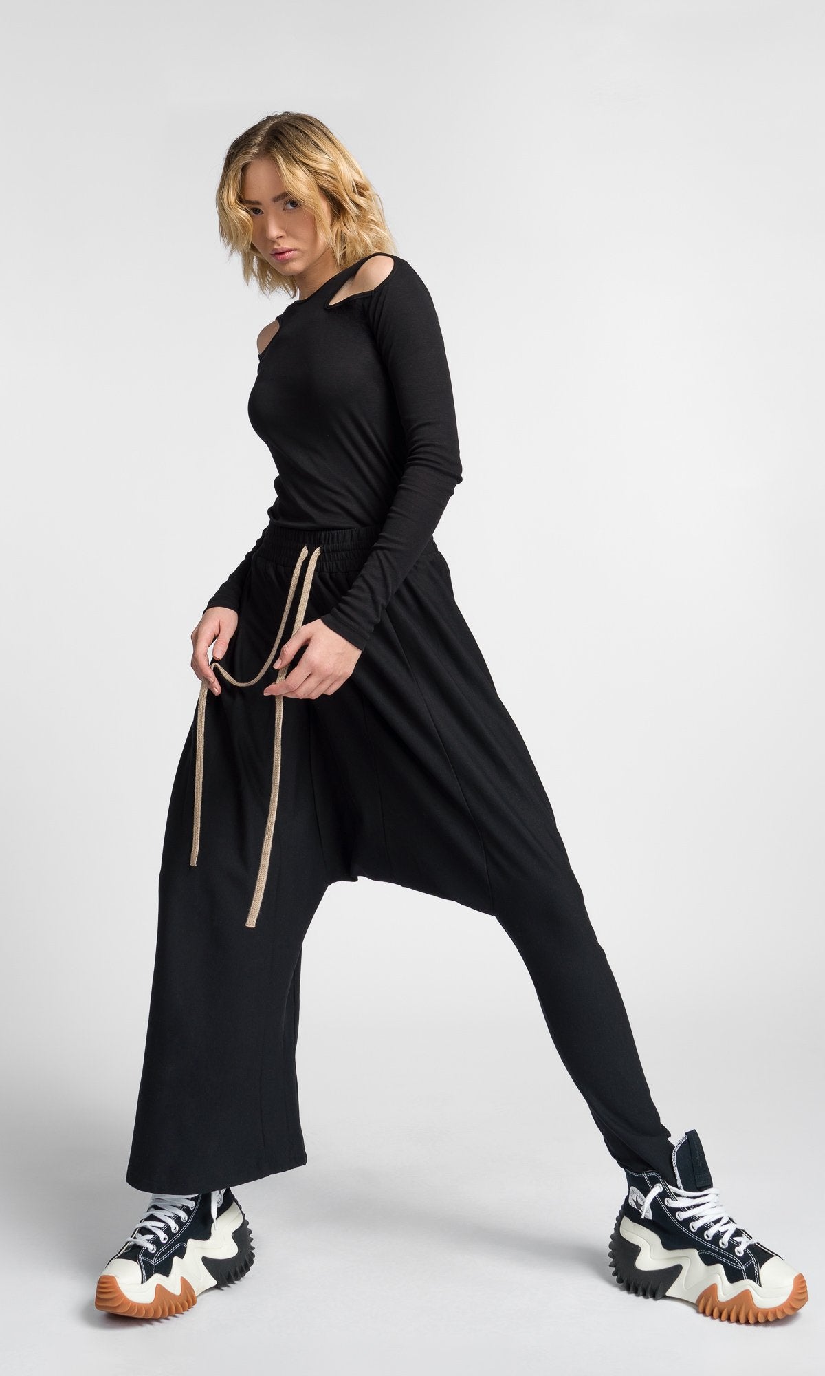 Asymmetric Leg Cotton Pants - AAKASHA