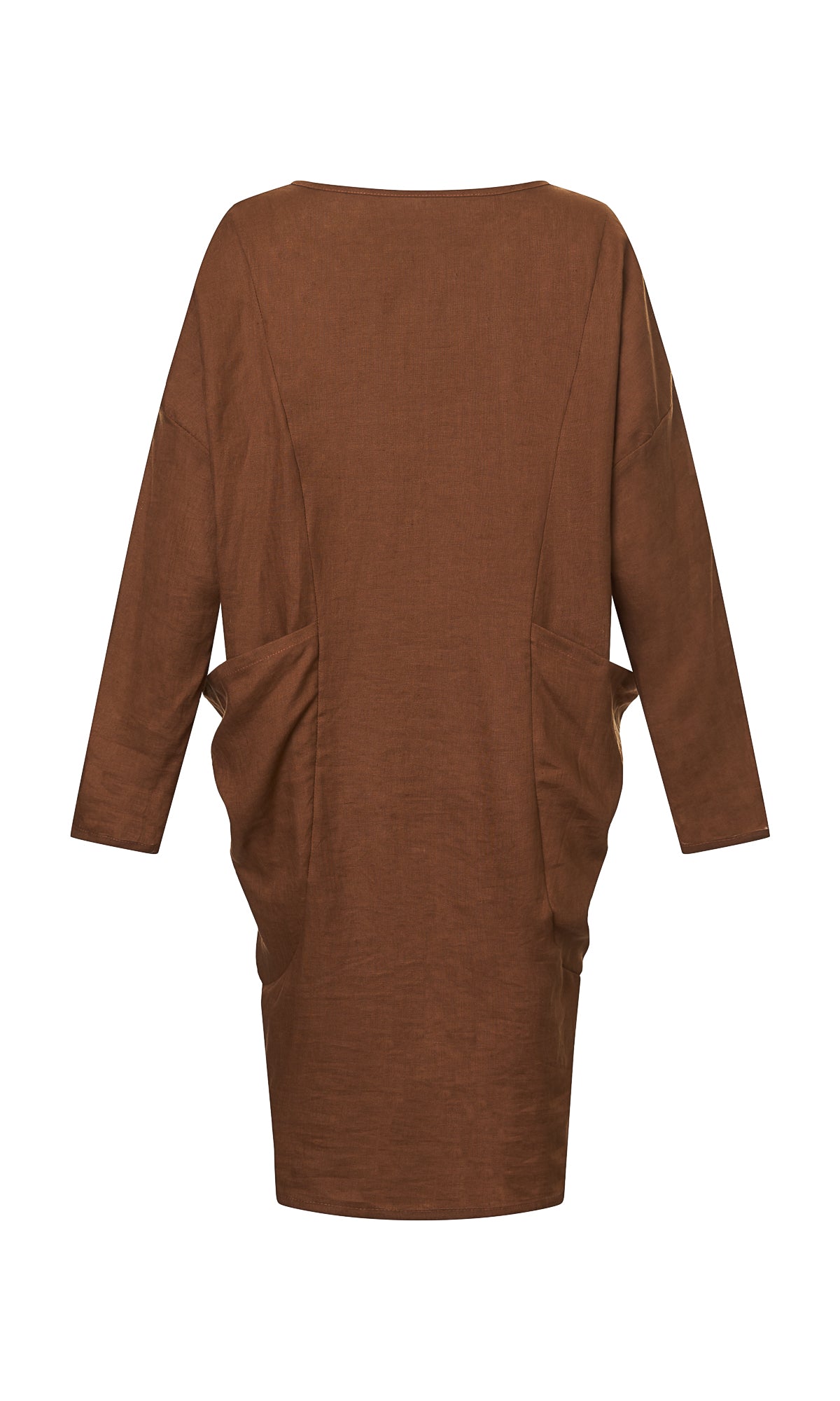 Midi Linen Dress with Large Pockets - AAKASHA