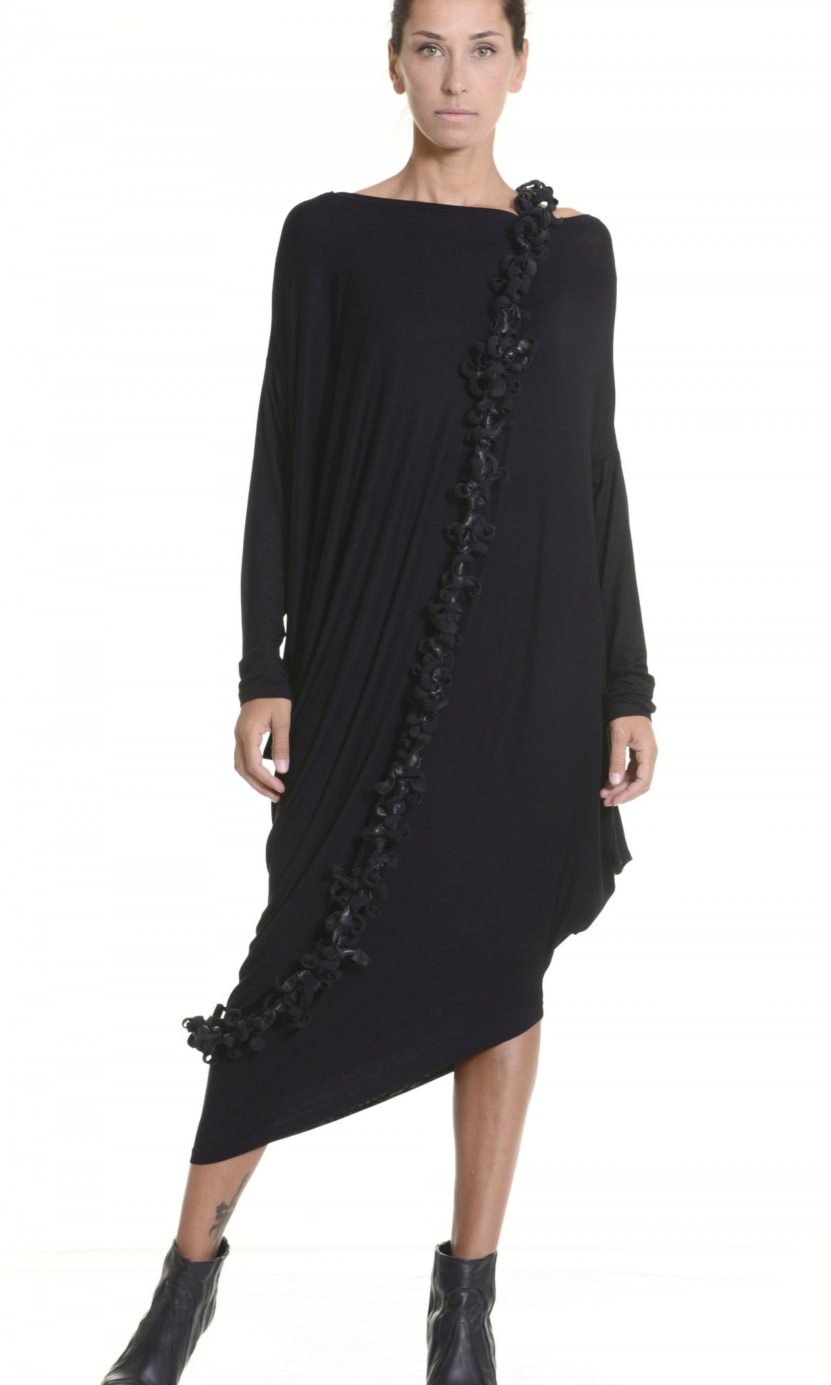 Asymmetric Long Sleeves Tunic Dress - AAKASHA