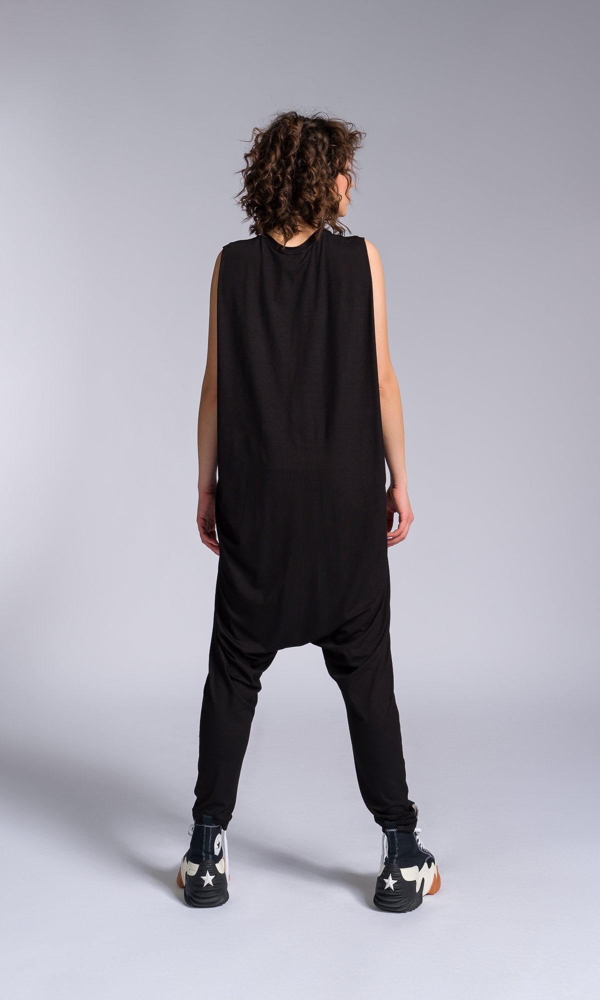 Jersey Zip-up Jumpsuit with Folded Sides - AAKASHA