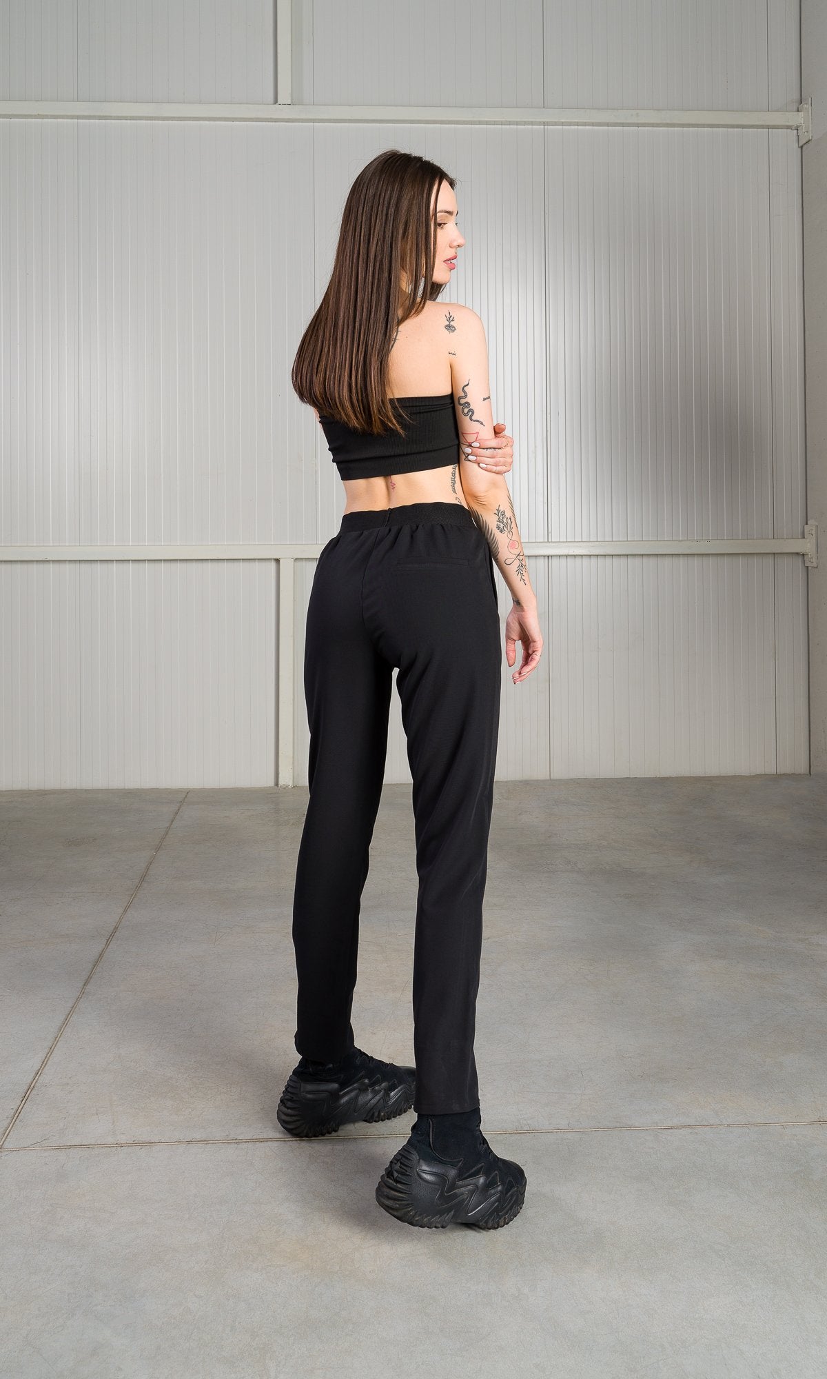 Cropped Pants with Front Slits