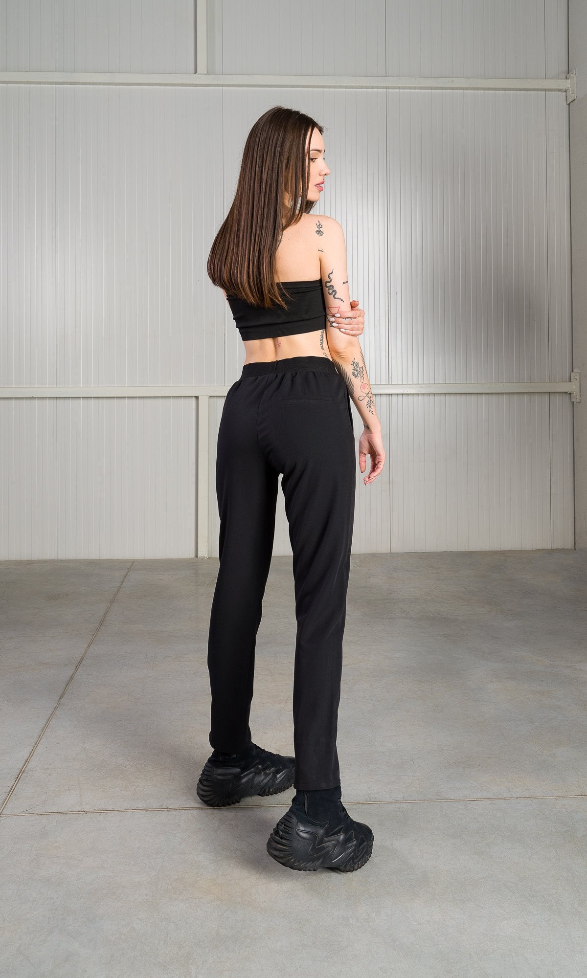 Cropped Pants with Front Slits - AAKASHA