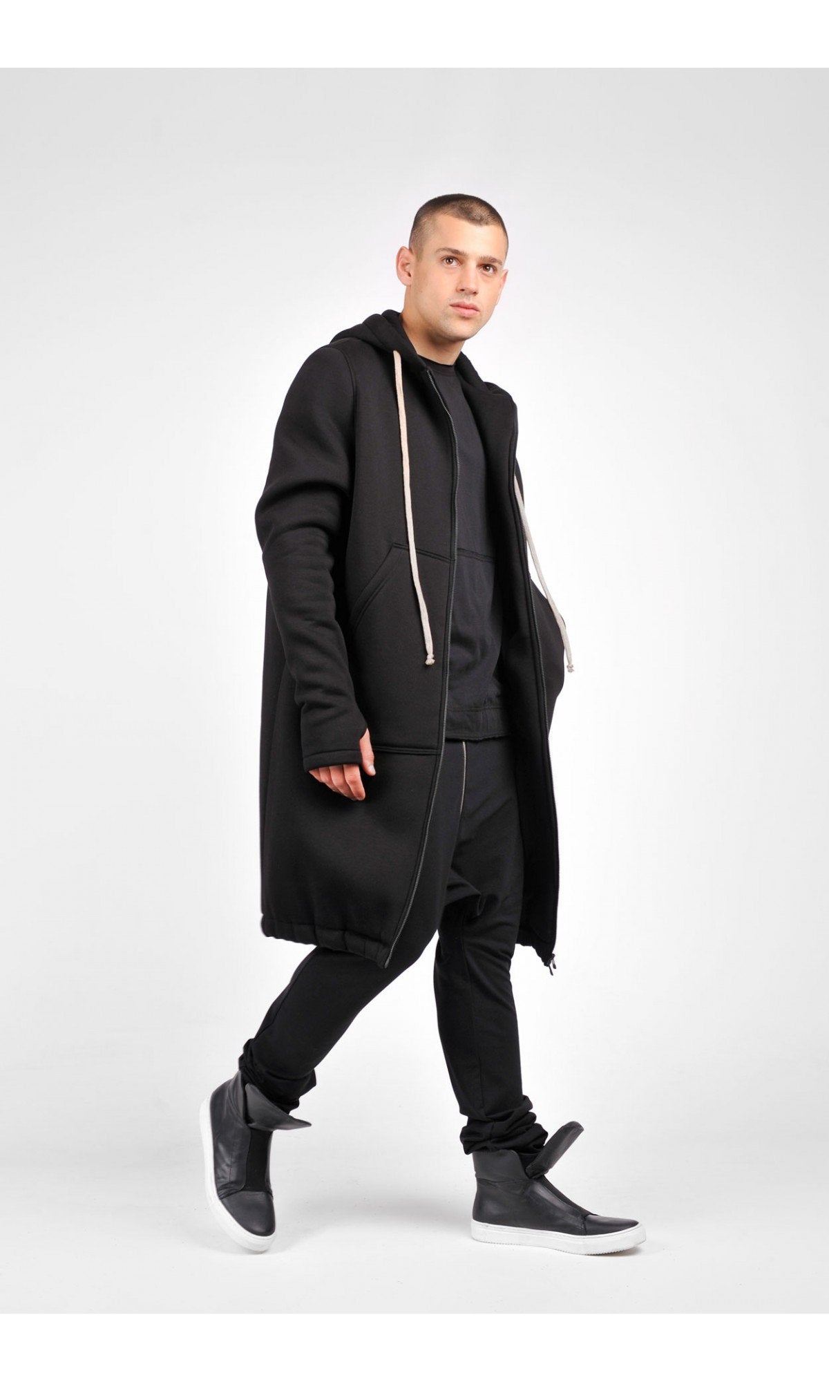 Long Zipper Hoodie Coat