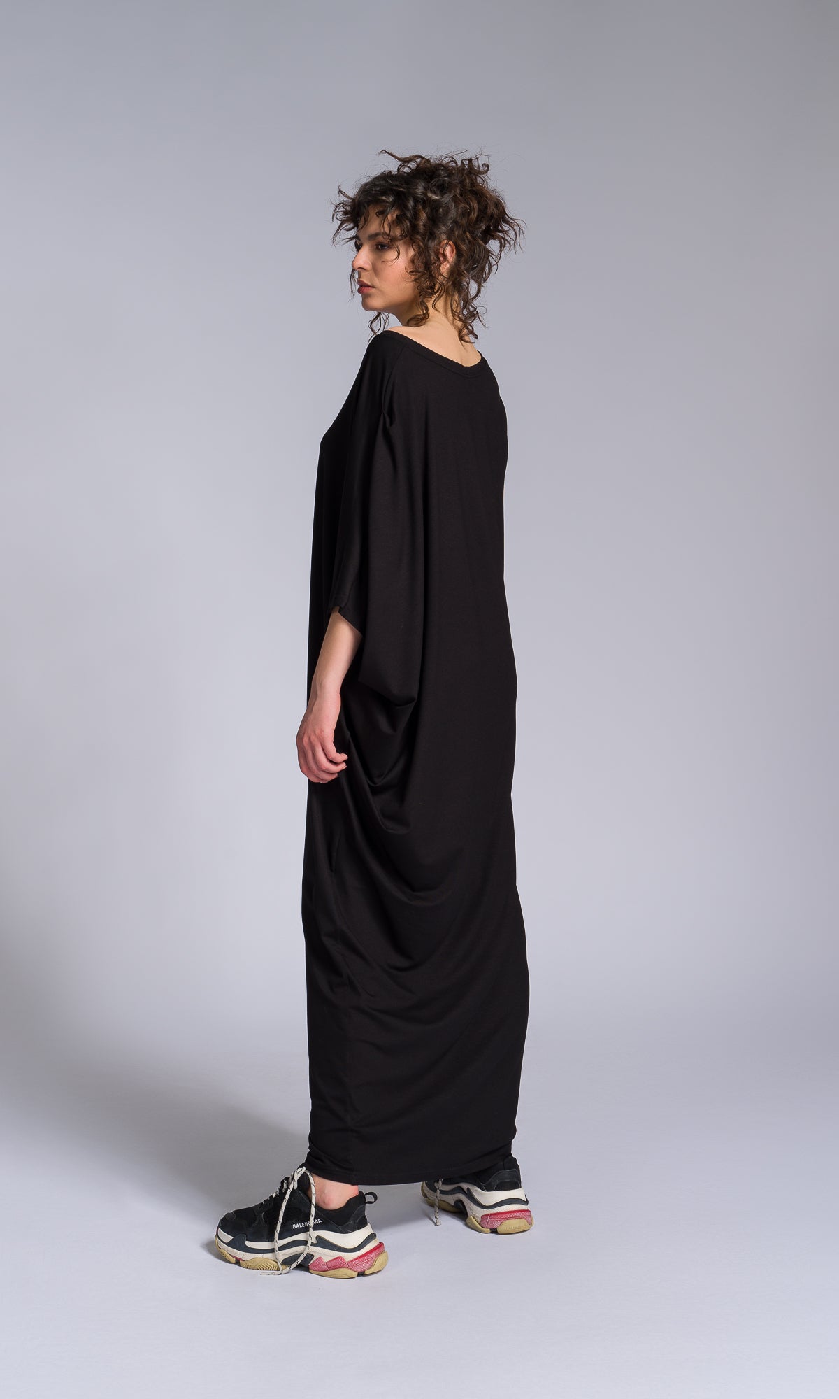 Batwing Sleeve Asymmetric Dress - AAKASHA